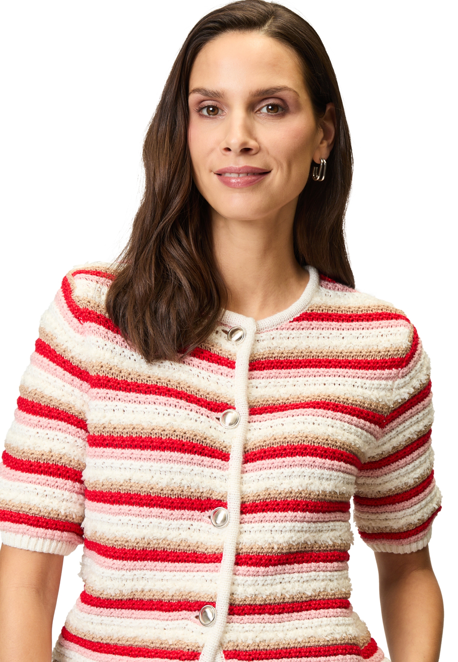 Zero Strickjacke »zero Strickjacke mit Knopfleiste gestreift«, Knopfleiste