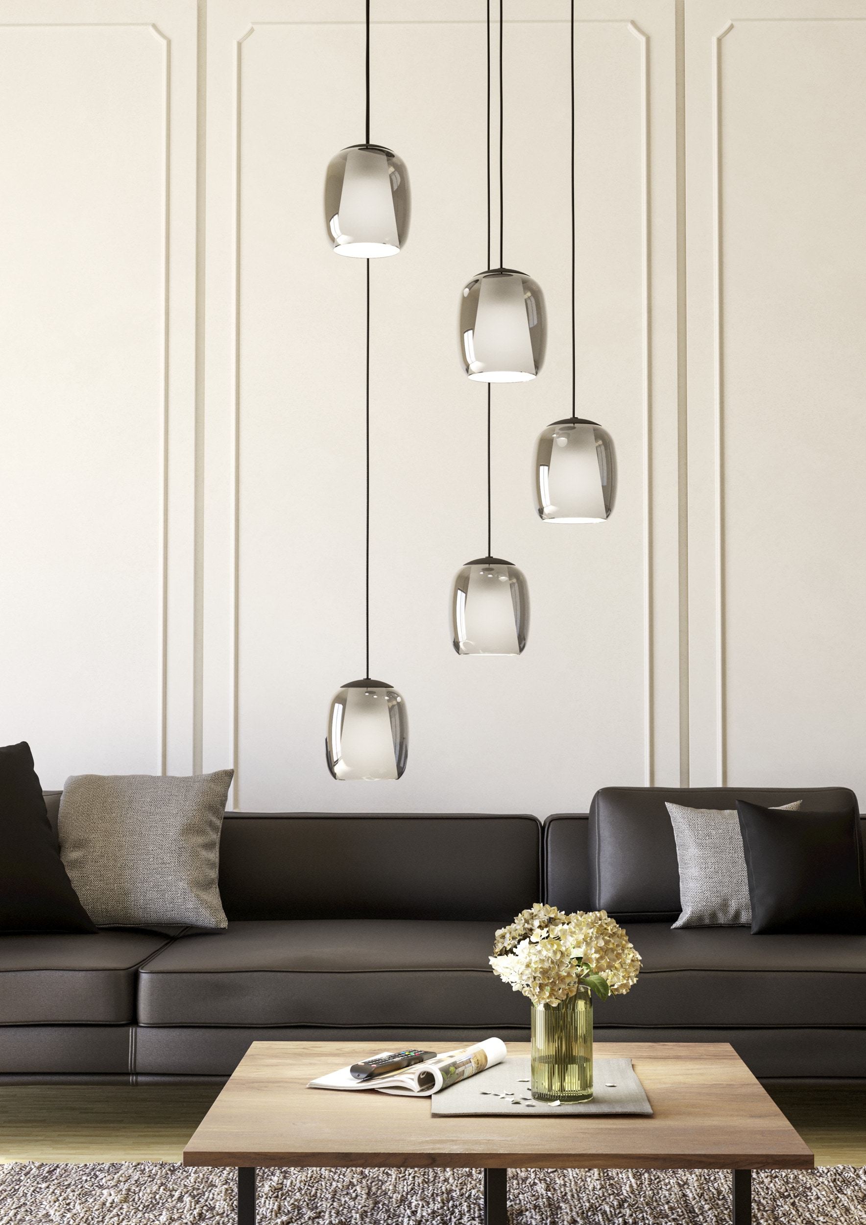 EGLO Hängeleuchte »CIAMPINO Pendellampe - Stahl - E27 - 5X28W - IP20« E27 1 Stk. Hängelampe, Deckenlampe, Wohnzimmer, Esszimmer, H150 x Ø54 cm