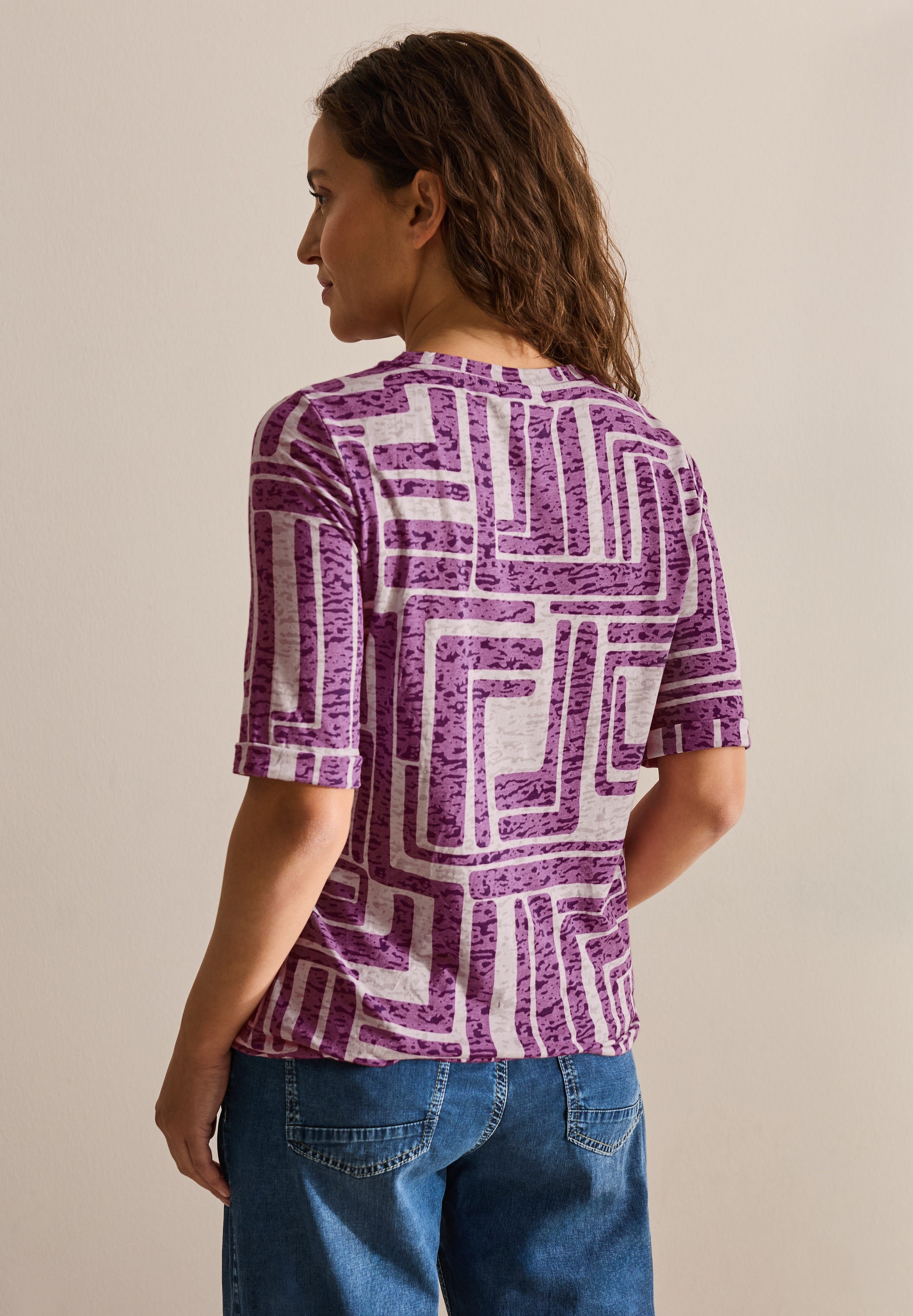 Cecil Rundhalsshirt, aus softem Materialmix