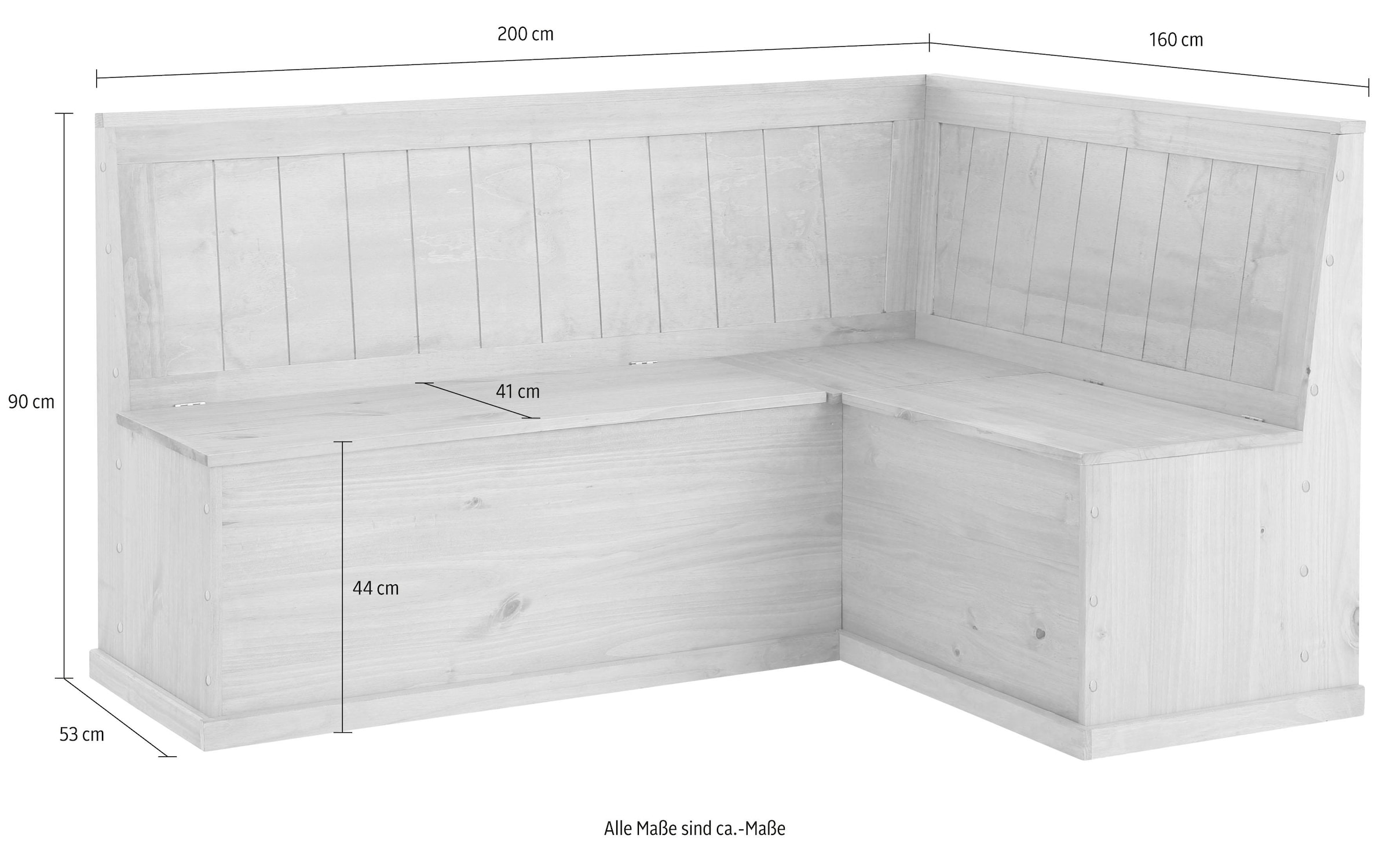 Home affaire Eckbank »Sara, TOPSELLER!«, (Eckbank, OTTOs Choice), aus massiver Kiefer in 2 Größen, Stauraummöglichkeiten