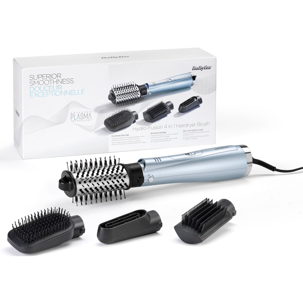 BaByliss Warmluftbürste »Hydro Fusion Smooth & Shape«, 4 Aufsätze}