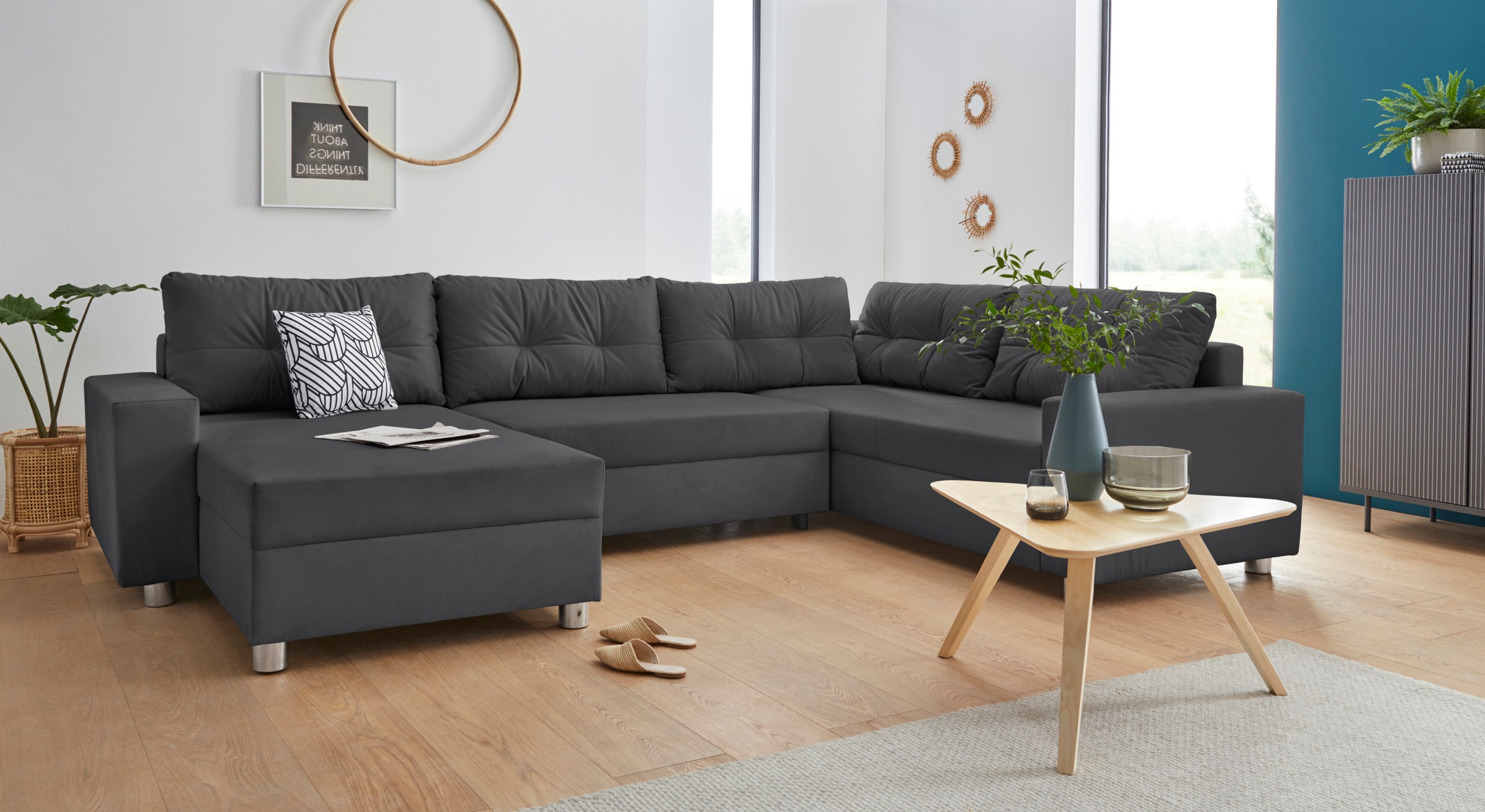 COLLECTION AB Wohnlandschaft "Paris U-Form, B: 310 cm" 1 Zierkissen & Federkern, optional Schlaffunktion & Bettkasten