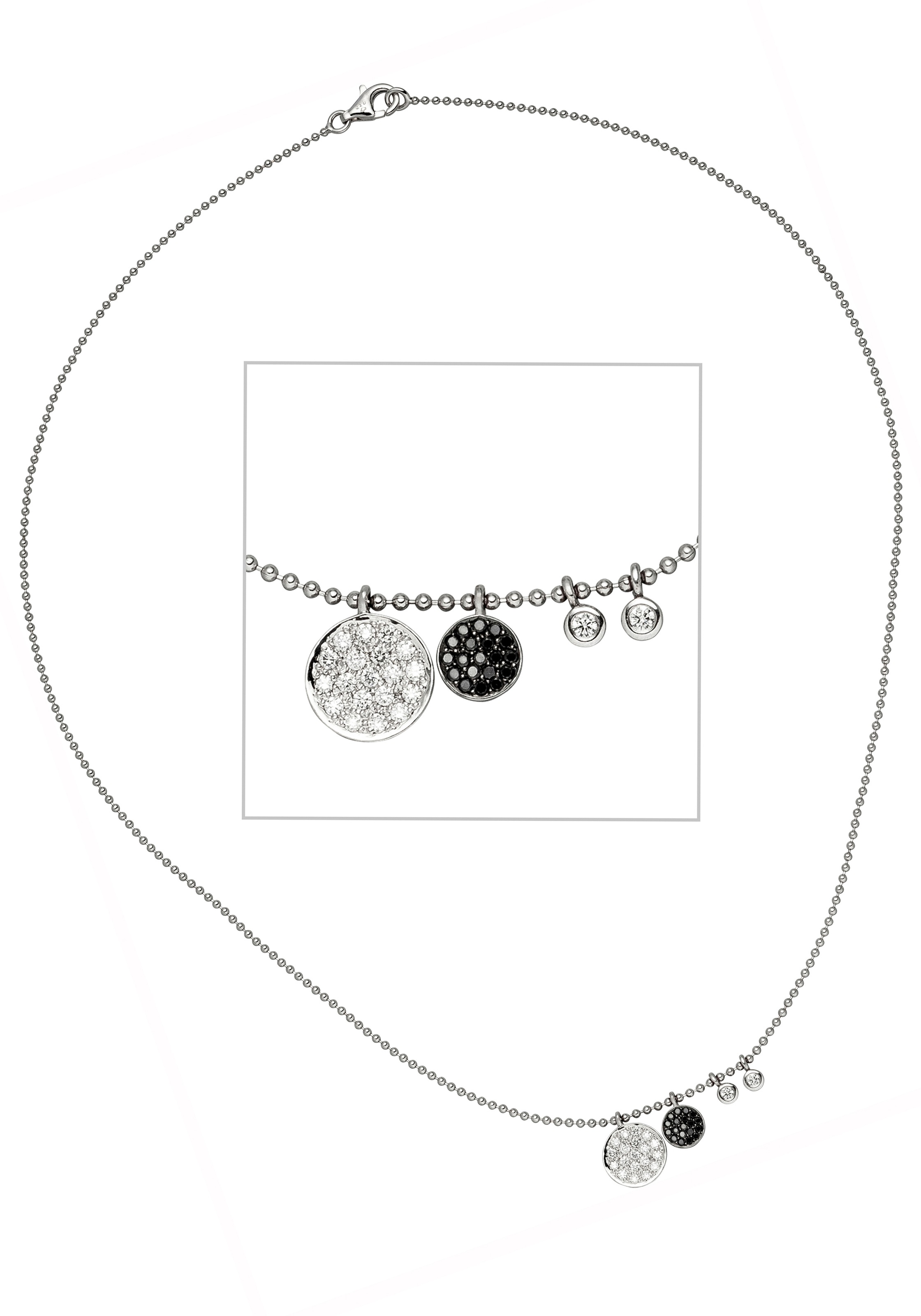 JOBO Kette mit Anhänger »Kugelkette mit 40 Diamanten«, 585 Weißgold 43 cm
