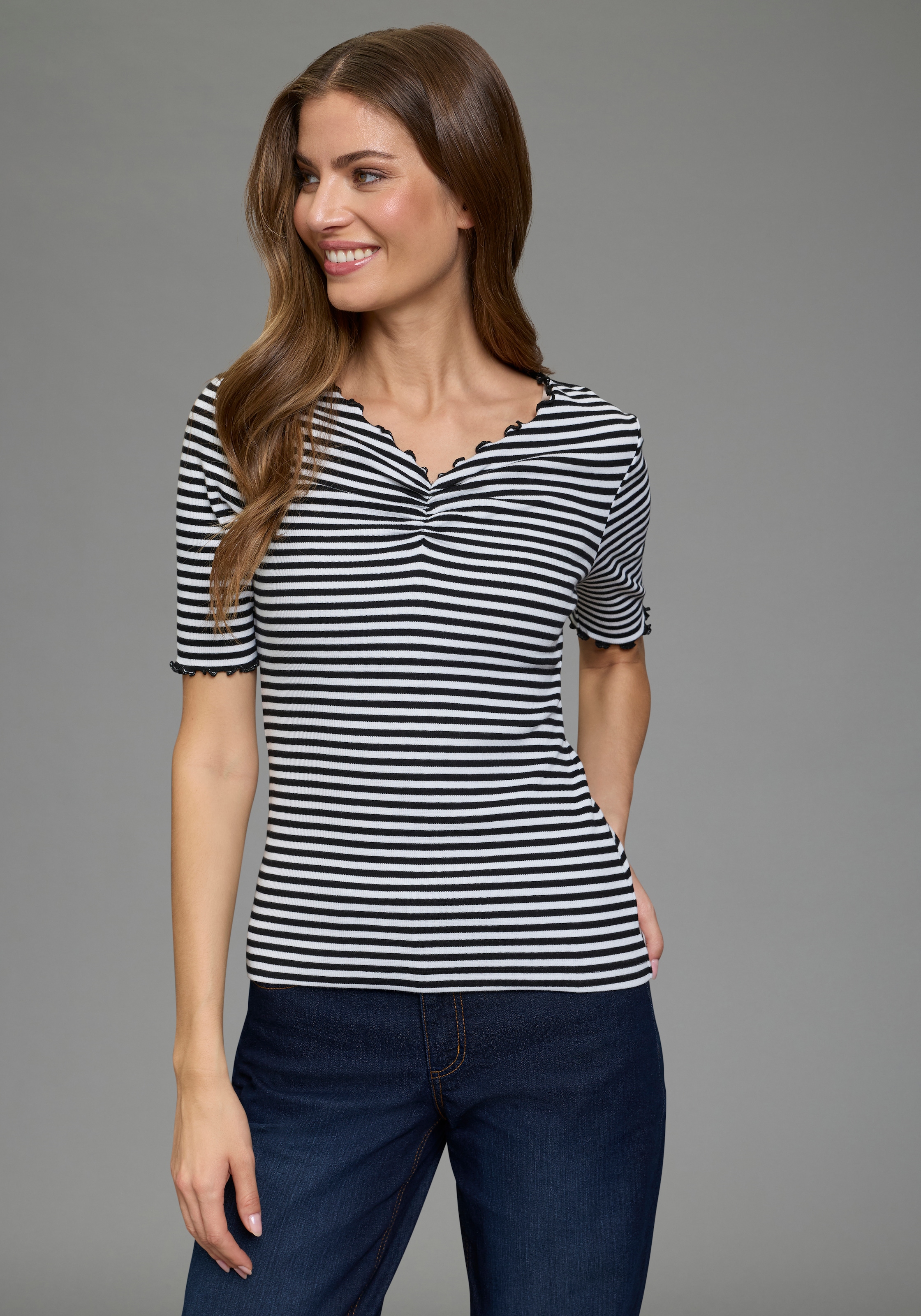 Flashlights T-Shirt im Streifen-Design mit Rüschen günstig online kaufen