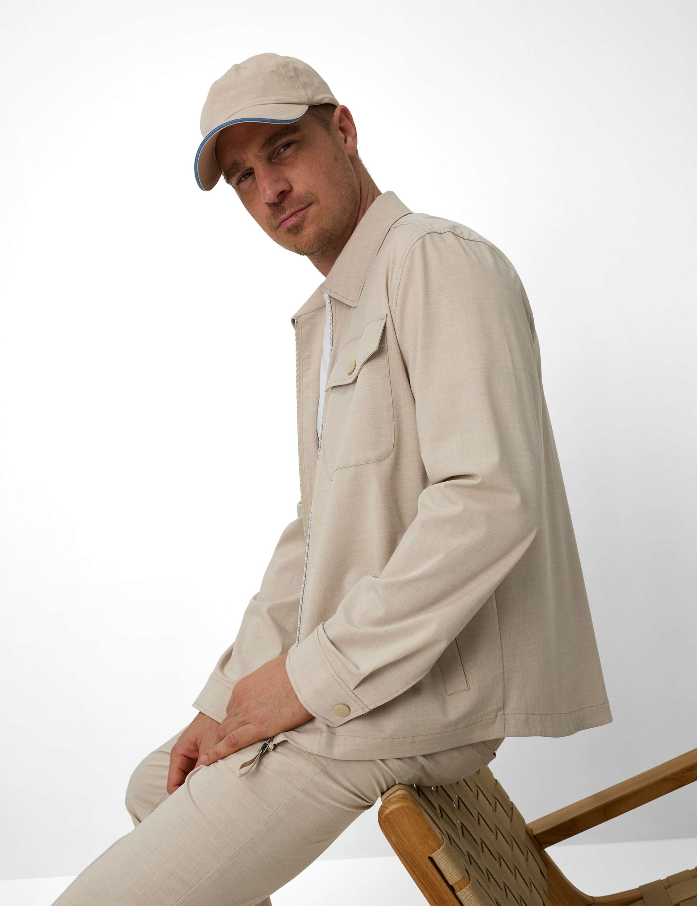 Steppjacke BRAX "Style RENZO", Herren, Gr. 3XL, beige, Web, 66% Polyester, 28% Viskose, 6% Elasthan, Jacken Steppjacke 3