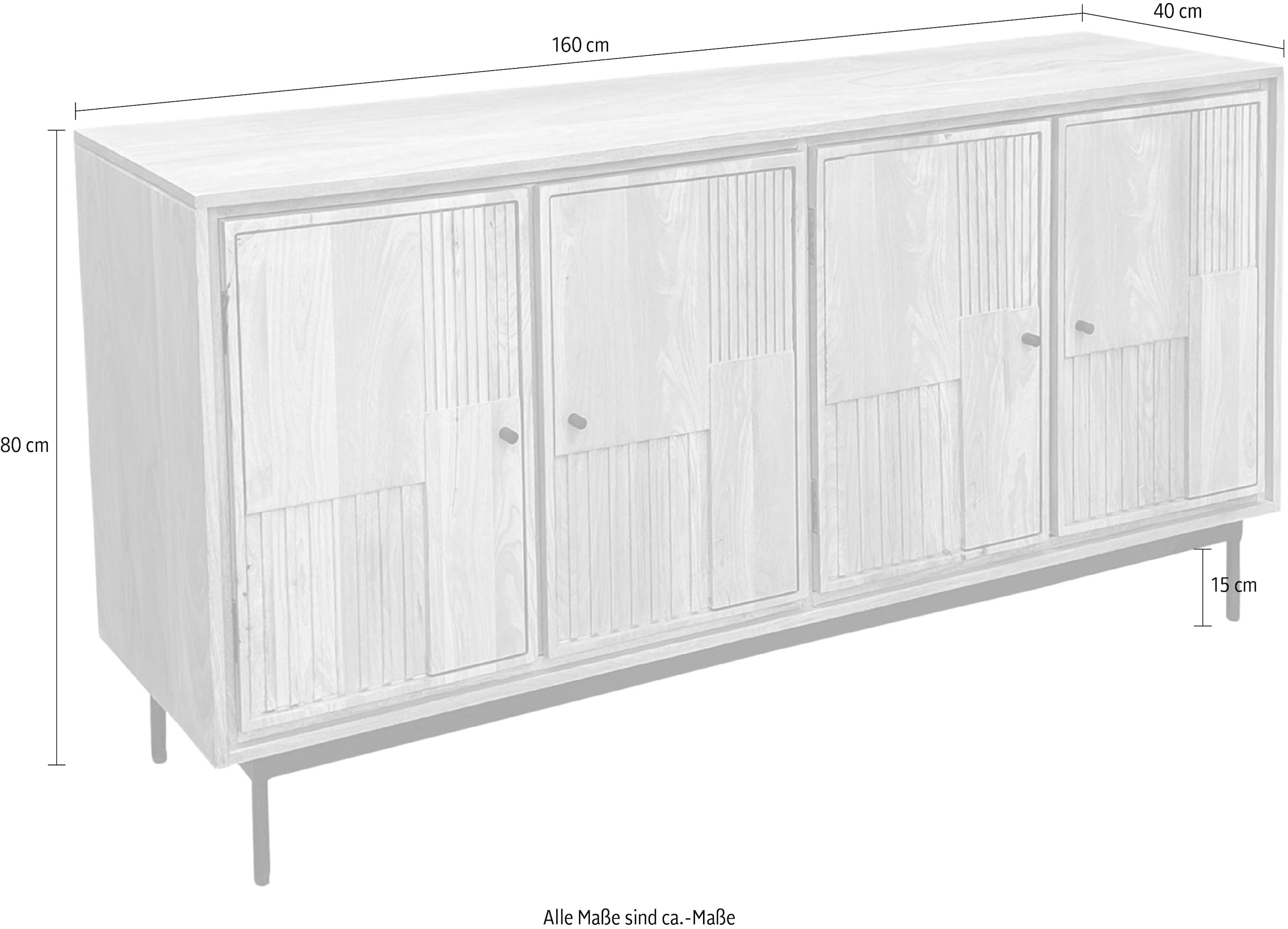 SIT Sideboard »Kommode – Lamellen‑Front & kunstvolle Schnitzereien aus Massivholz« 1 Stk. tlg. Massives Sideboard mit Lamellen‑Front & kunstvollen Holzschnitzereien