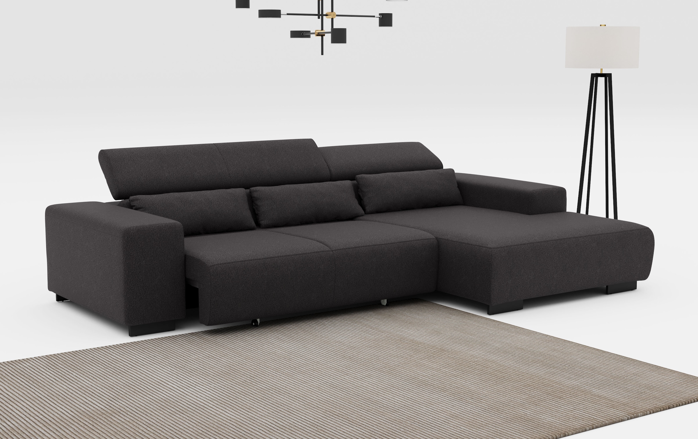 COTTA Ecksofa »Side L-Form, mit Kopfteilverstellung & 3 Nierenkissen«, optional motorische Sitztiefenverstellung