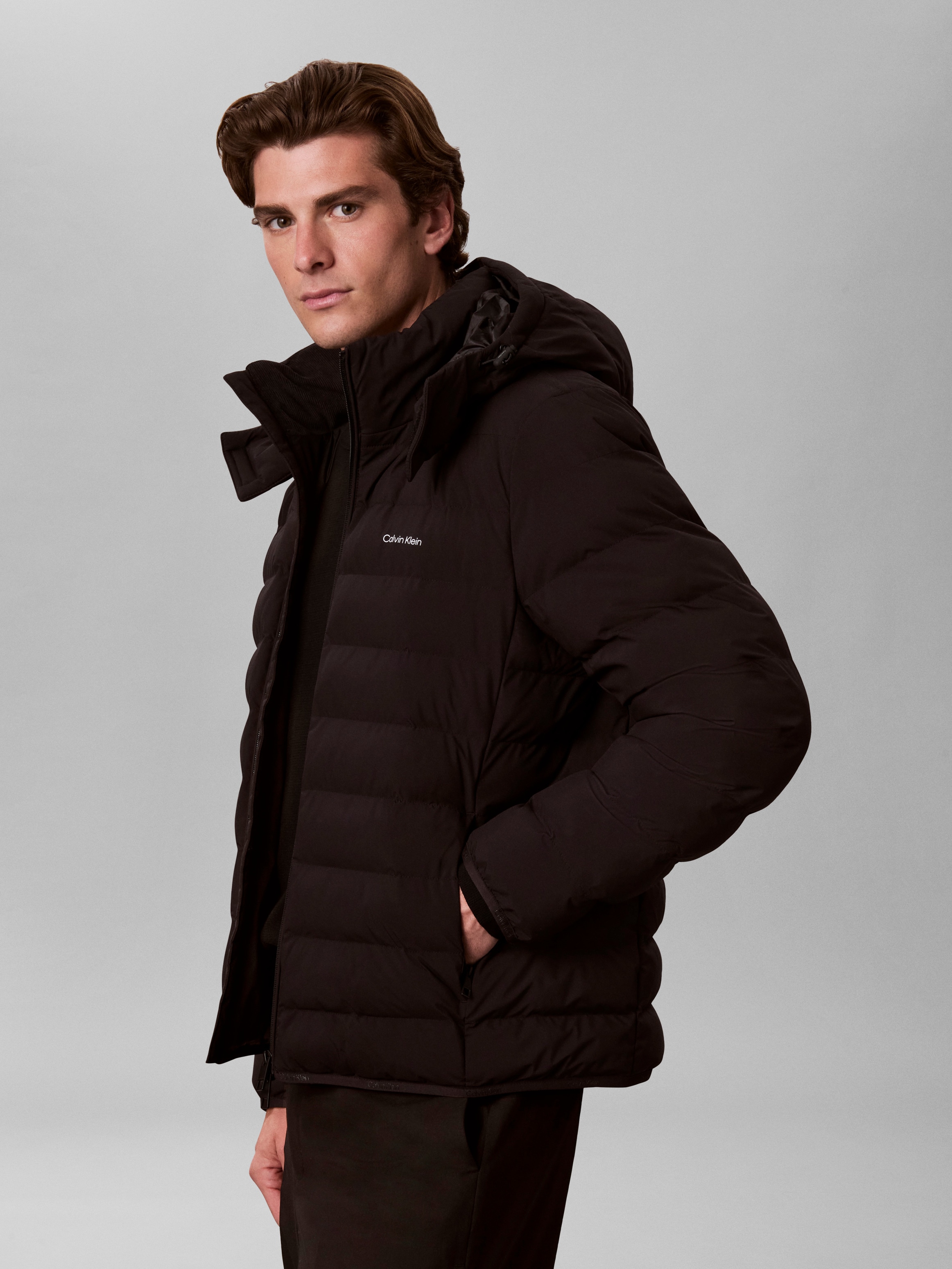 Calvin Klein Steppjacke »NYLON HOODED PUFFER« mit Kapuze Regular fit mit Kapuze
