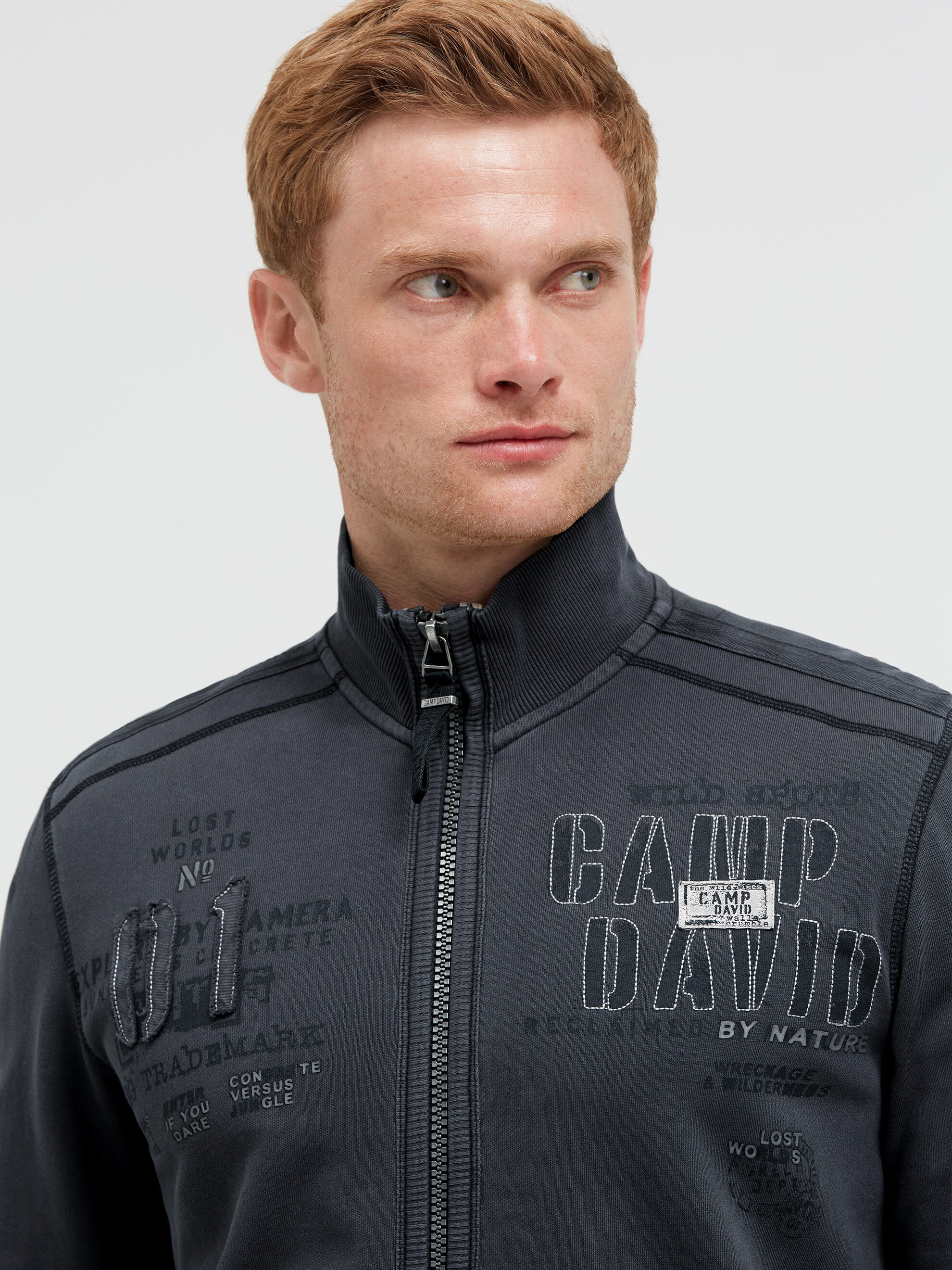 CAMP DAVID Sweatjacke mit Stehkragen