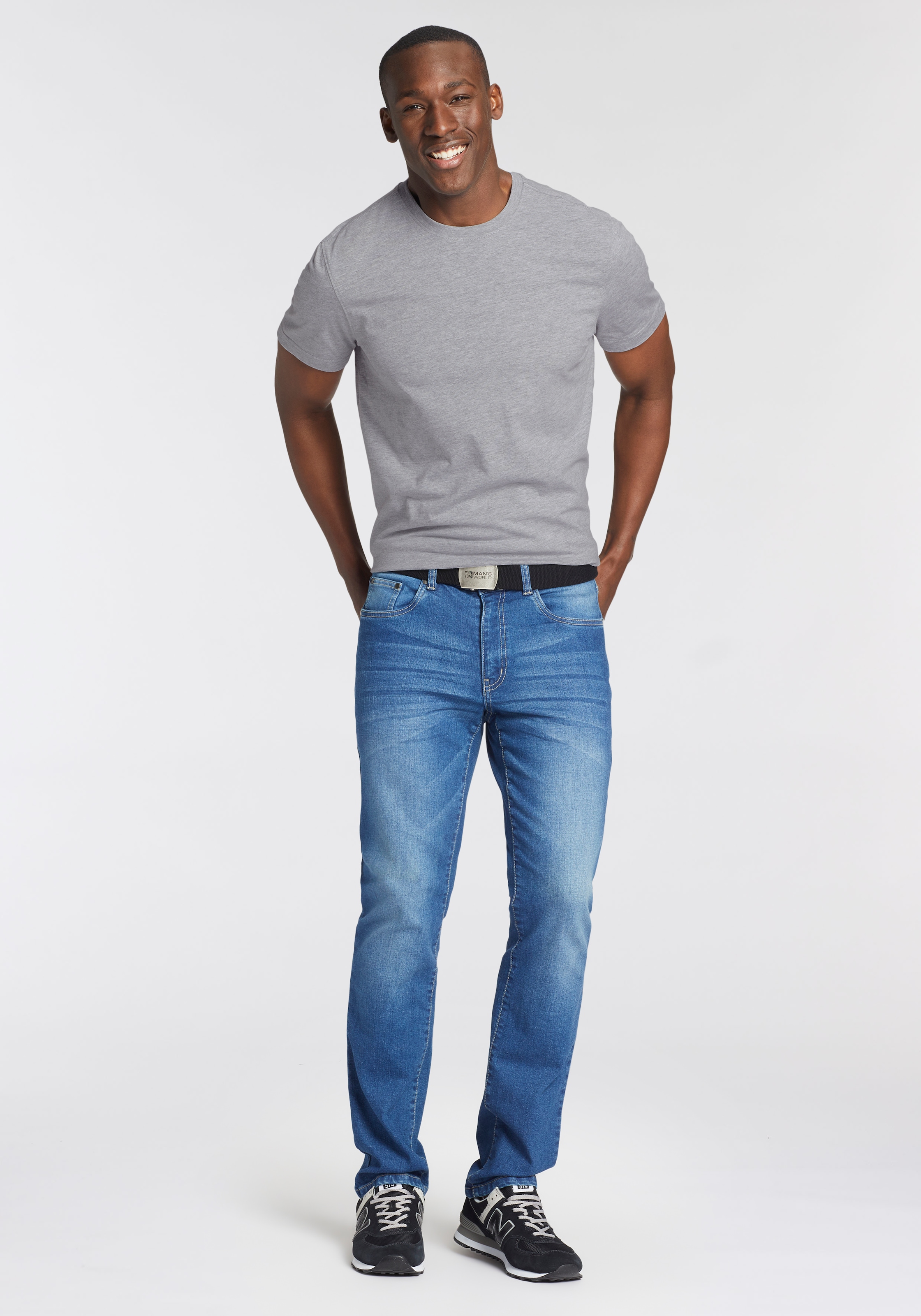 Man's World Rundhalsshirt, (Packung, 6 tlg., 6-er Pack), Kurzarm, unifarben, Rundhals, aus Baumwolle