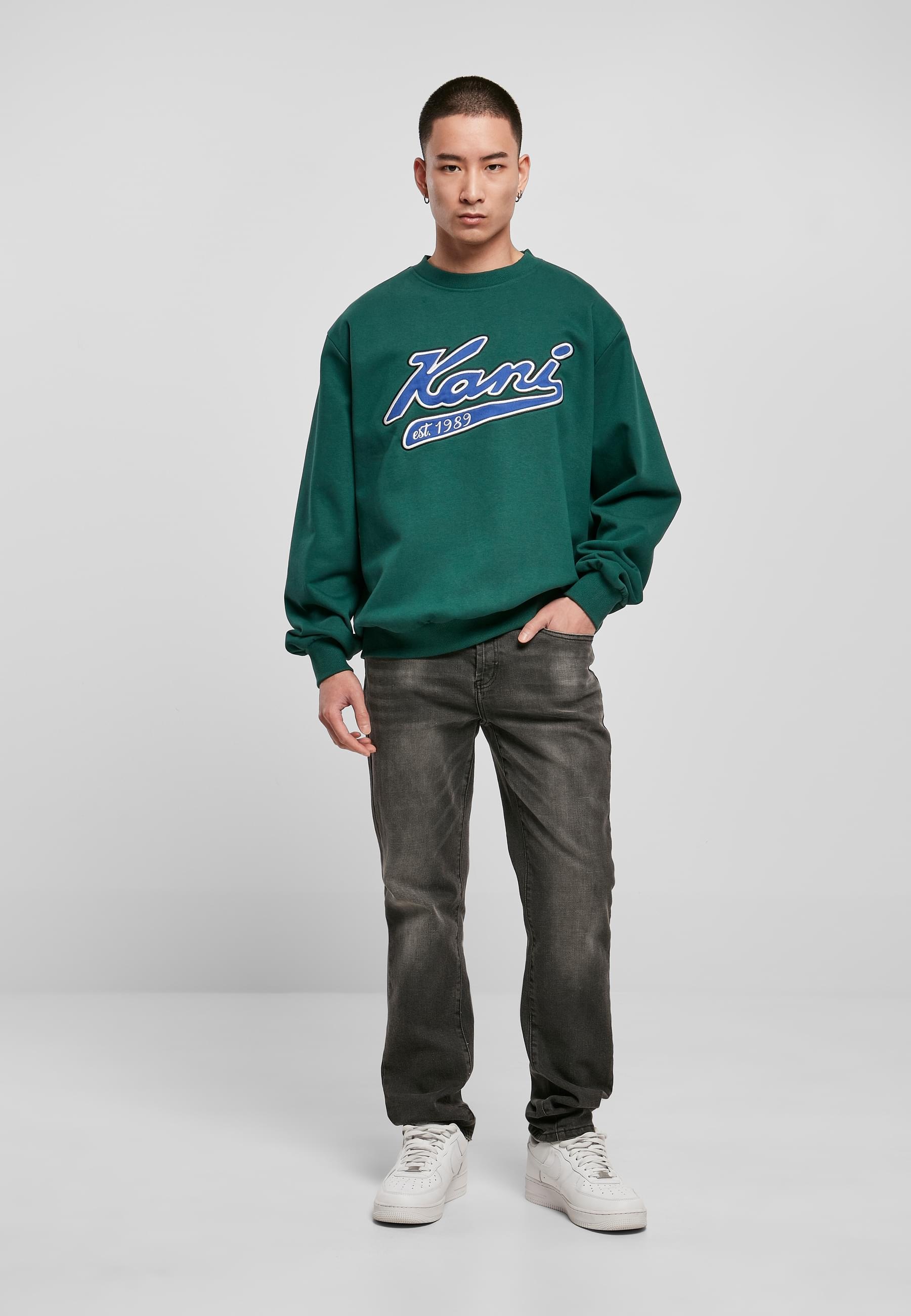 Karl Kani Rundhalspullover »Karl Kani Herren KU224-005-1 KK Varsity OS Crew dark green«, (1 tlg.)