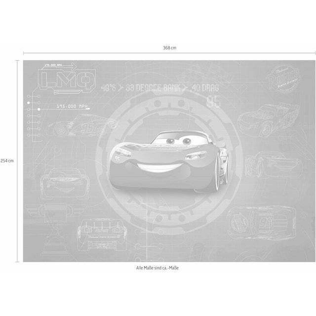 Komar Fototapete »Cars3 Blueprint«, bedruckt-Comic, 368x254 cm (Breite x  Höhe), inklusive Kleister online bestellen | BAUR