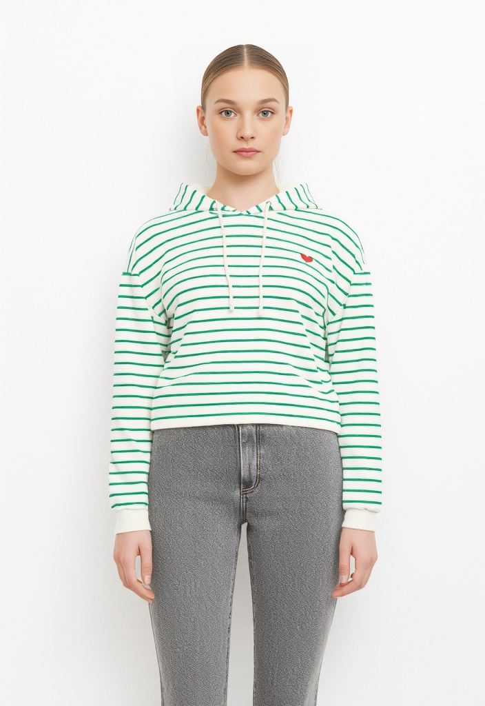 pieces 1100000002199 "PCCHILLI LS HOODIE STRIPES EMB NOOS BC", Baumwollmischung, regular fit