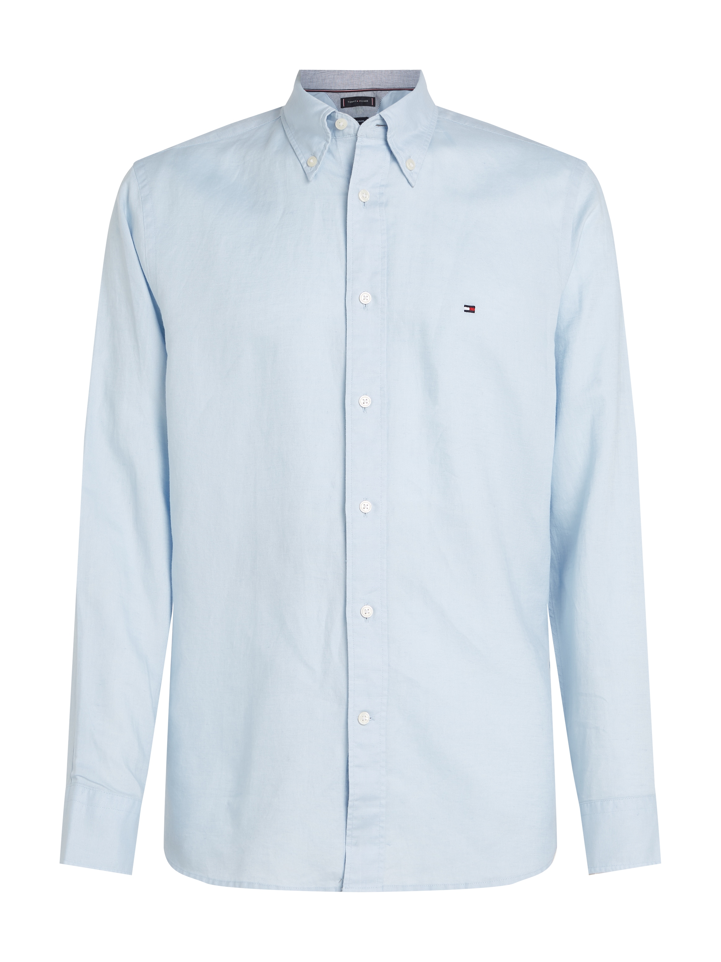 Tommy Hilfiger Langarmhemd »LINEN BLEND SOLID RF SHIRT«, mit Button-down-Kragen