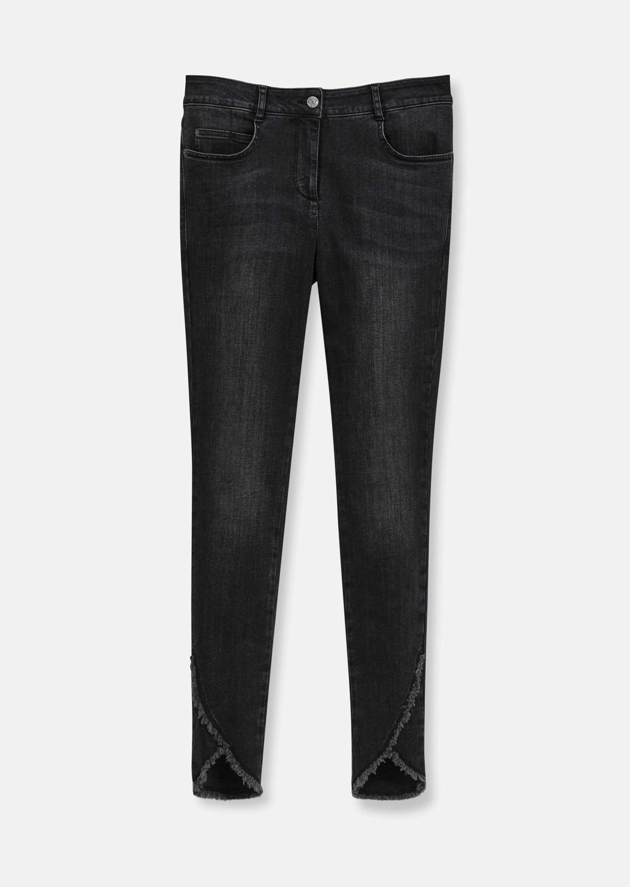 MADELEINE "Jeans Verkürzte 5-Pocket-Hose mit Fransen" abgeschrägter Fransensaum