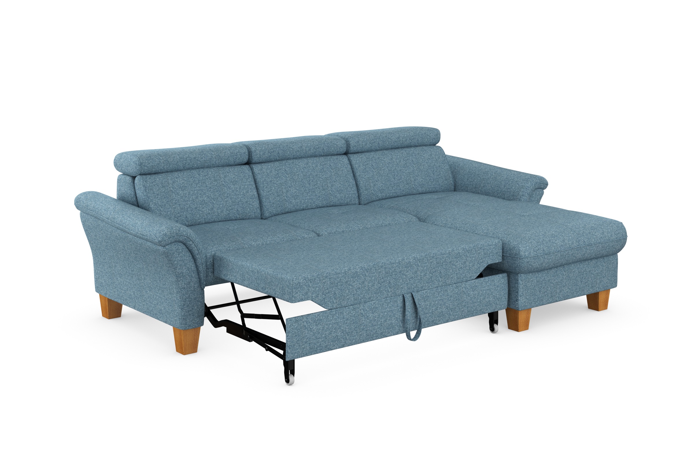 Home affaire Ecksofa »Lindgren L-Form«, wahlweise mit Bett mit klappbaren Rollen, Kasten und Kopfverstellung
