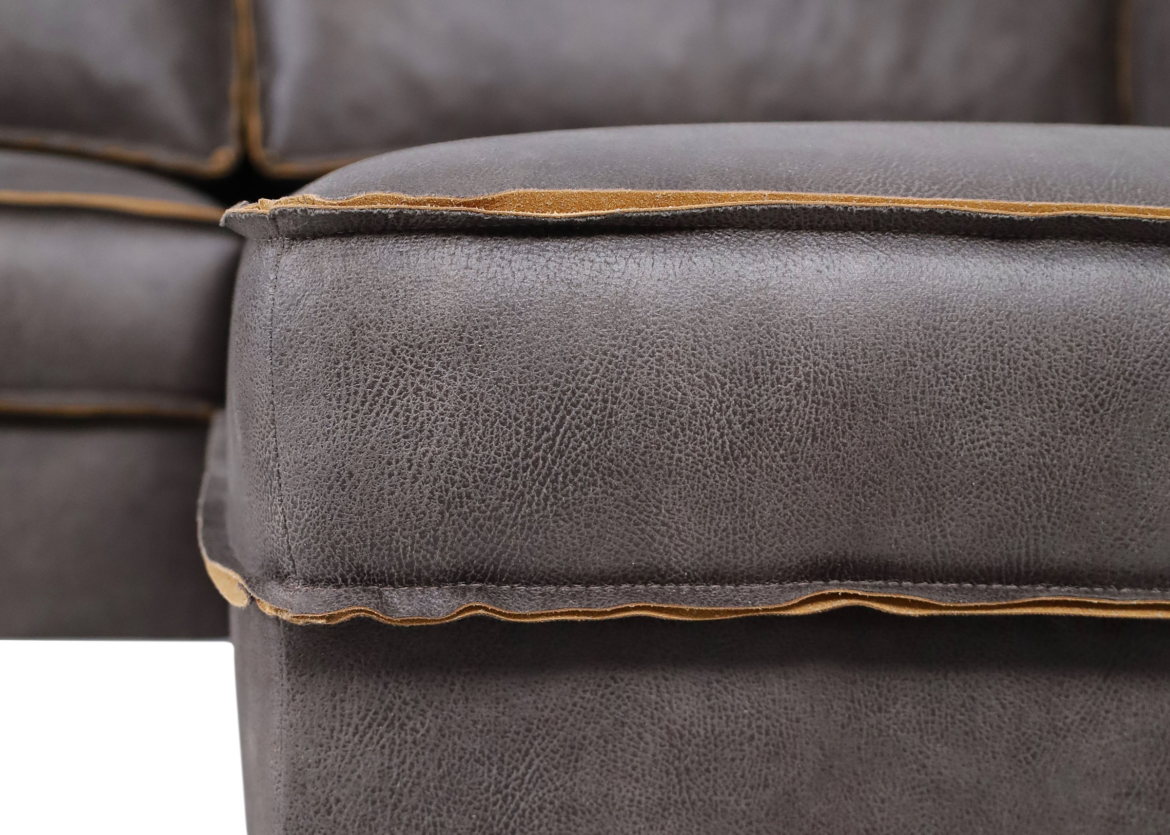 Places of Style Ecksofa »Watkins, wahlweise mit Schlaffunktion/Bettkasten, moderne offene Naht«, Recamiere beidseitig montierbar, L-Form, Breite 232 cm