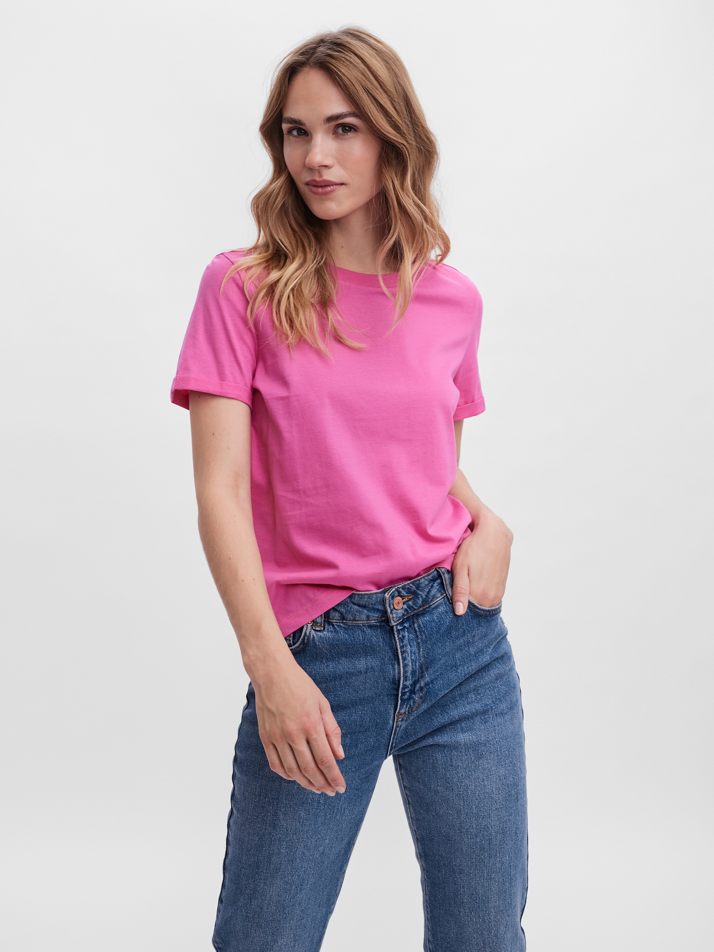 Vero Moda Kurzarmshirt "VMPAULA S/S T-SHIRT NOOS" Baumwolle, regular fit günstig online kaufen