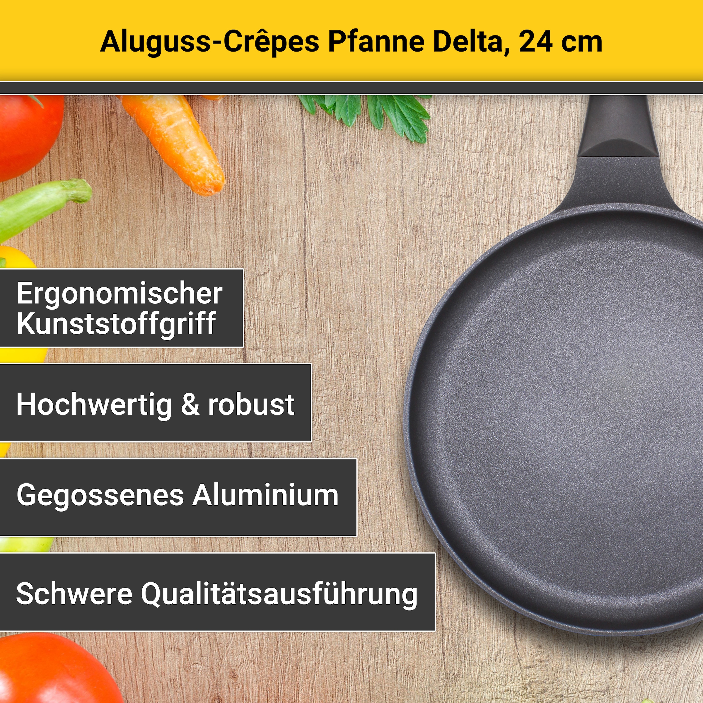 Krüger Crêpepfanne »Delta« Aluminiumguss für Induktions-Kochfelder geeignet
