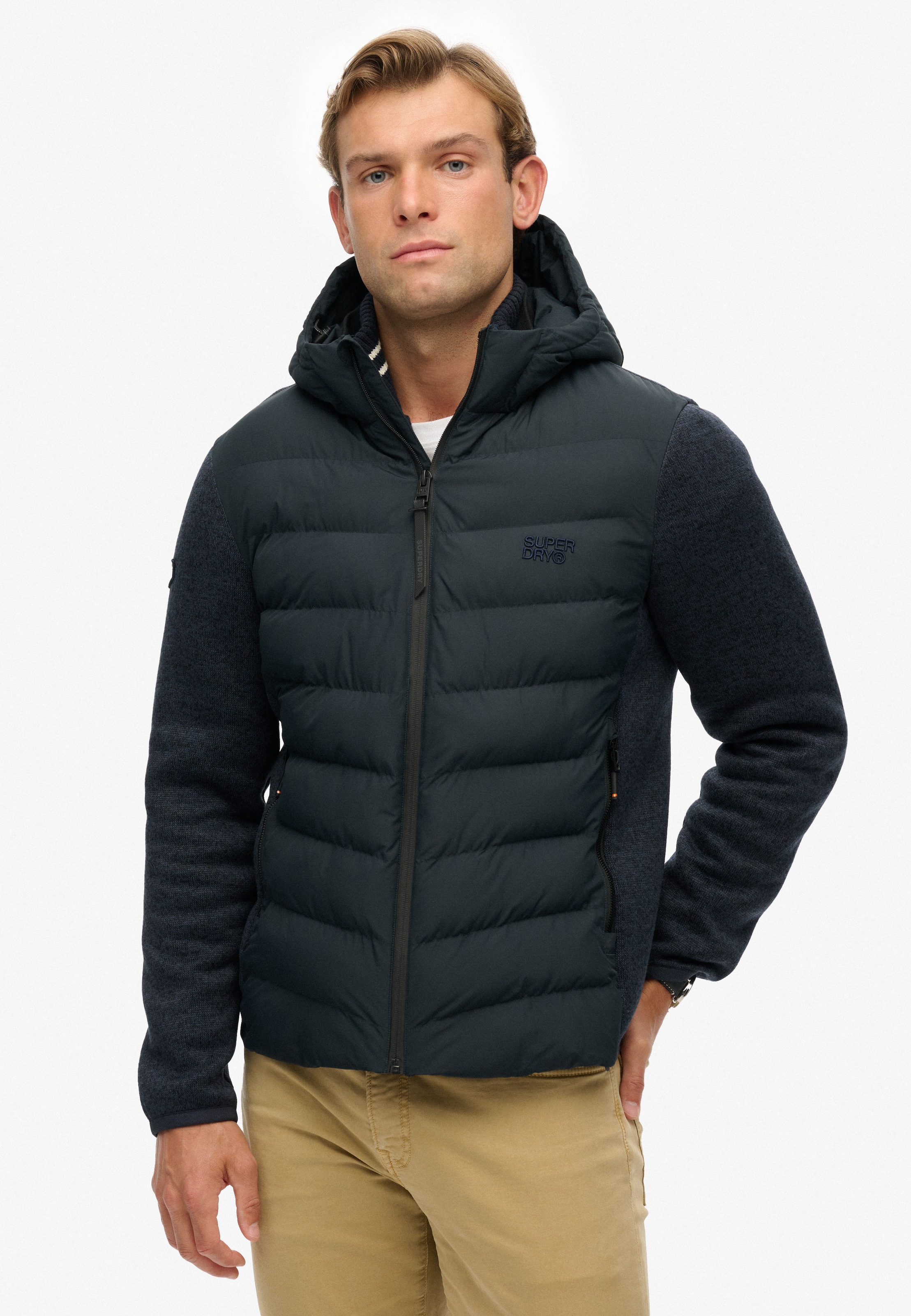 Superdry Steppjacke "HOODED STORM KNIT HYBRID JKT" mit Kapuze günstig online kaufen