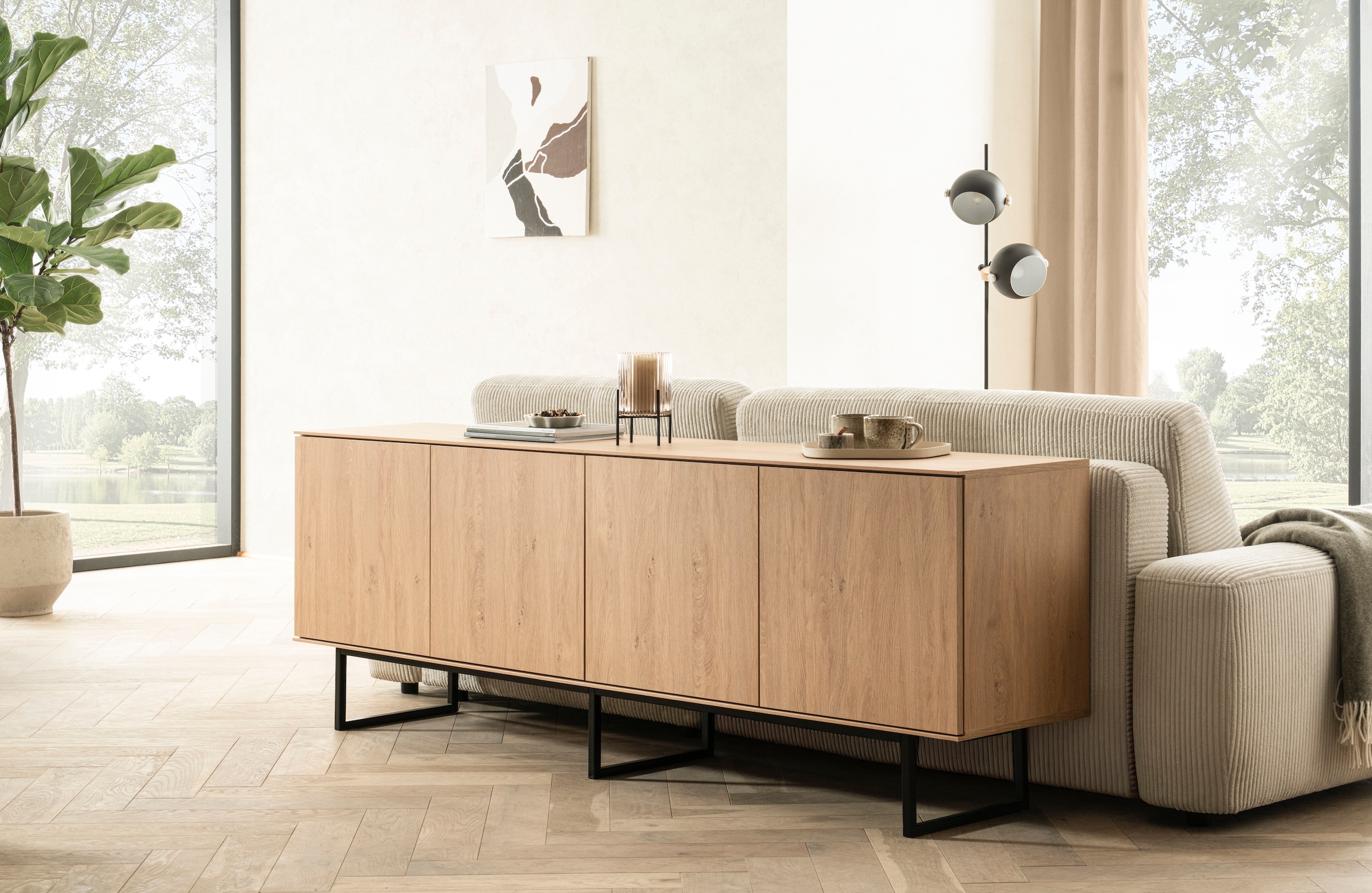 Home affaire Lowboard »Lund, moderner TV-Unterschrank, Kommode mit Kufengestell«, ausreichend Stauraum, vielseitig einsetzbar, 200 cm breit