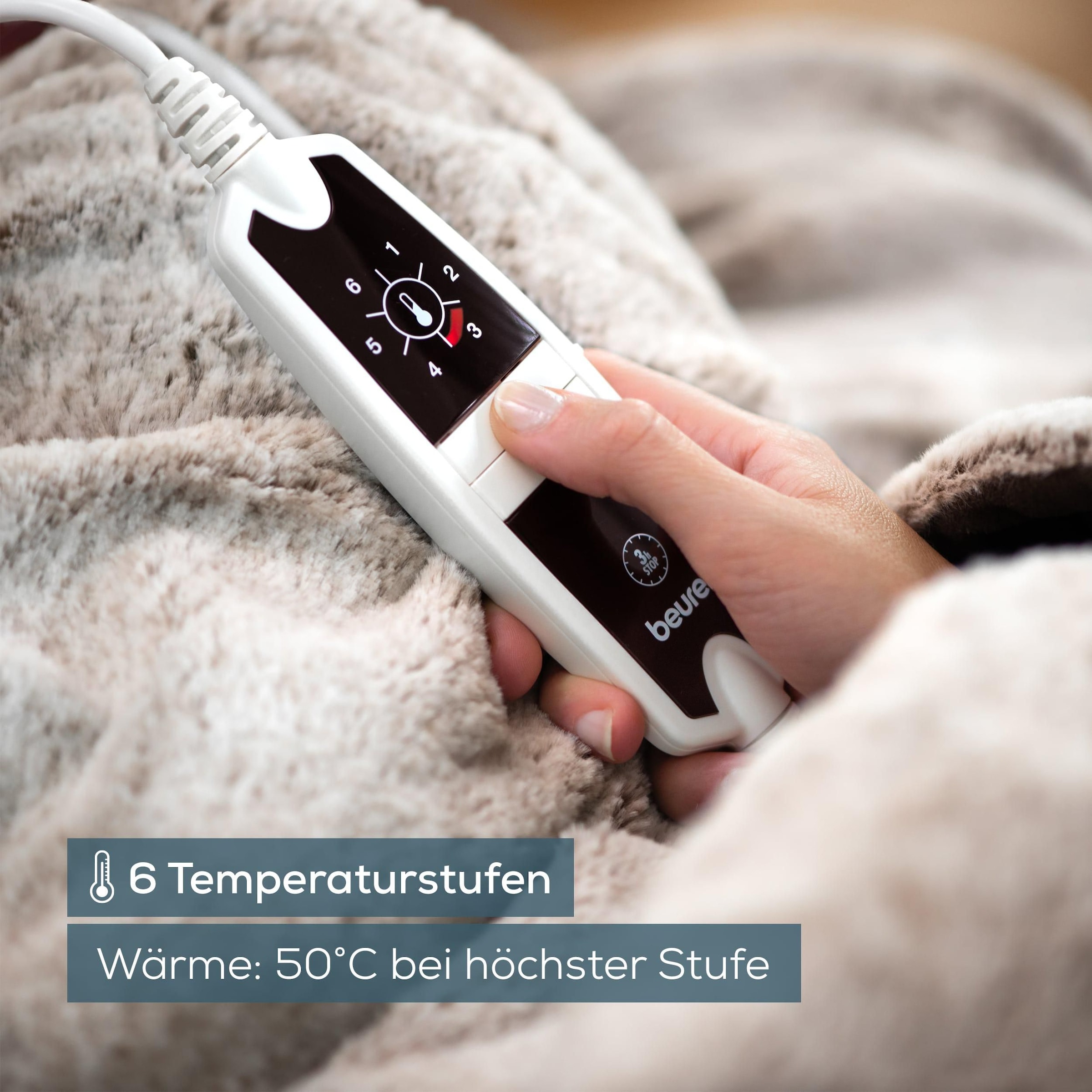 BEURER Heizdecke »Beurer HD 150 Heizdecke XXL taupe, elektrische Kuscheldecke«, 6 Temperaturstufen, kuscheliges Material, maschinenwaschbar