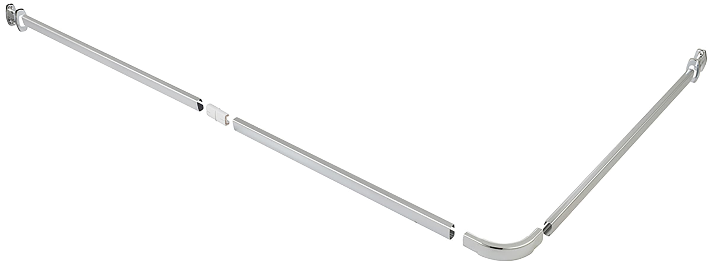 WENKO Winkelstange »Modell Era« Winkelschiene aus Aluminium für Duschvorhänge, inkl. 16 Spezialgleiter