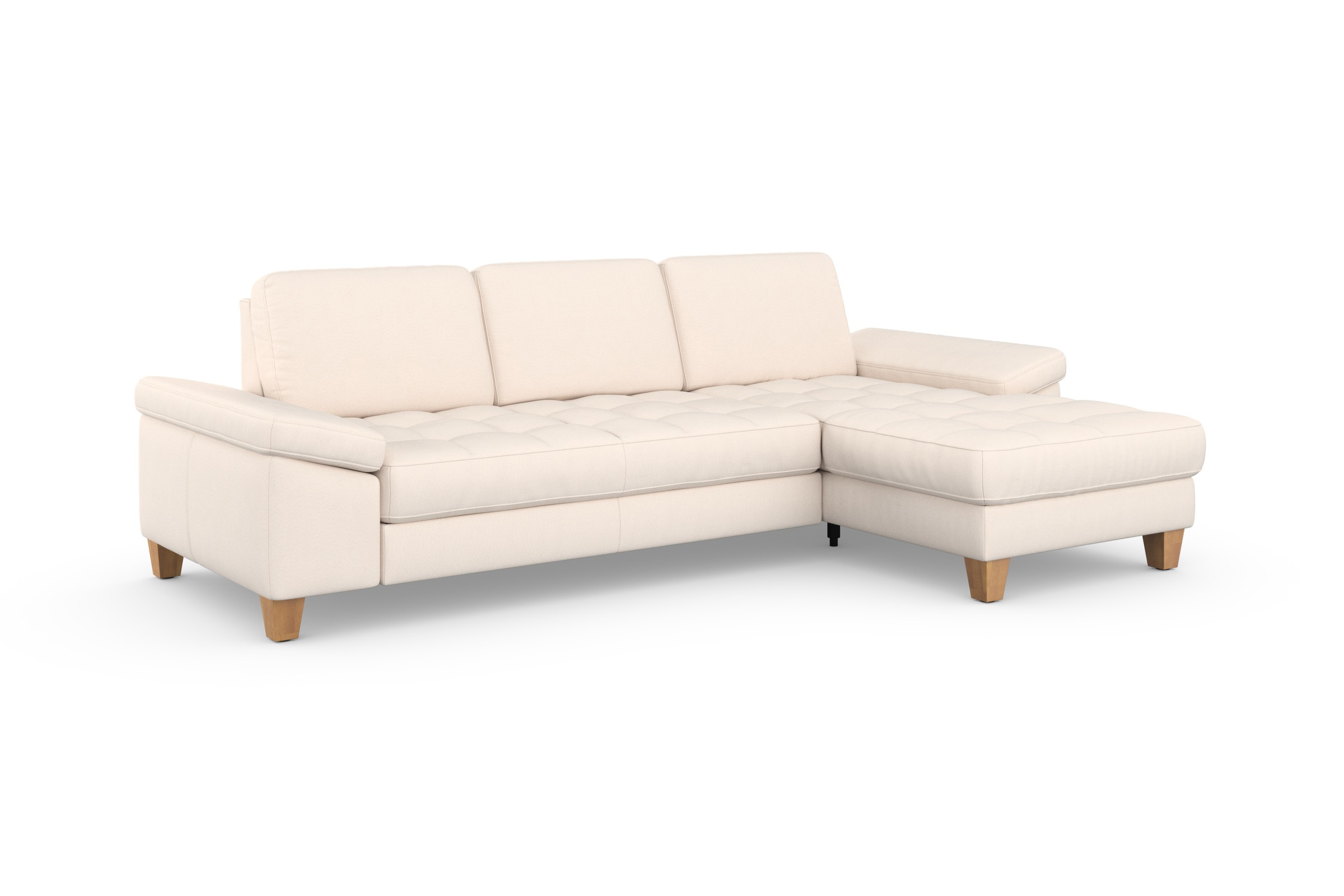 Ecksofa SIT & MORE "Westham L-Form", beige (creme), B:275cm H:88cm T:172cm, 100% Polyester, Sofas, Ecksofa, mit Recamiere, mit oder ohne Bettfunktion, Bettkasten, Füße Eiche 10