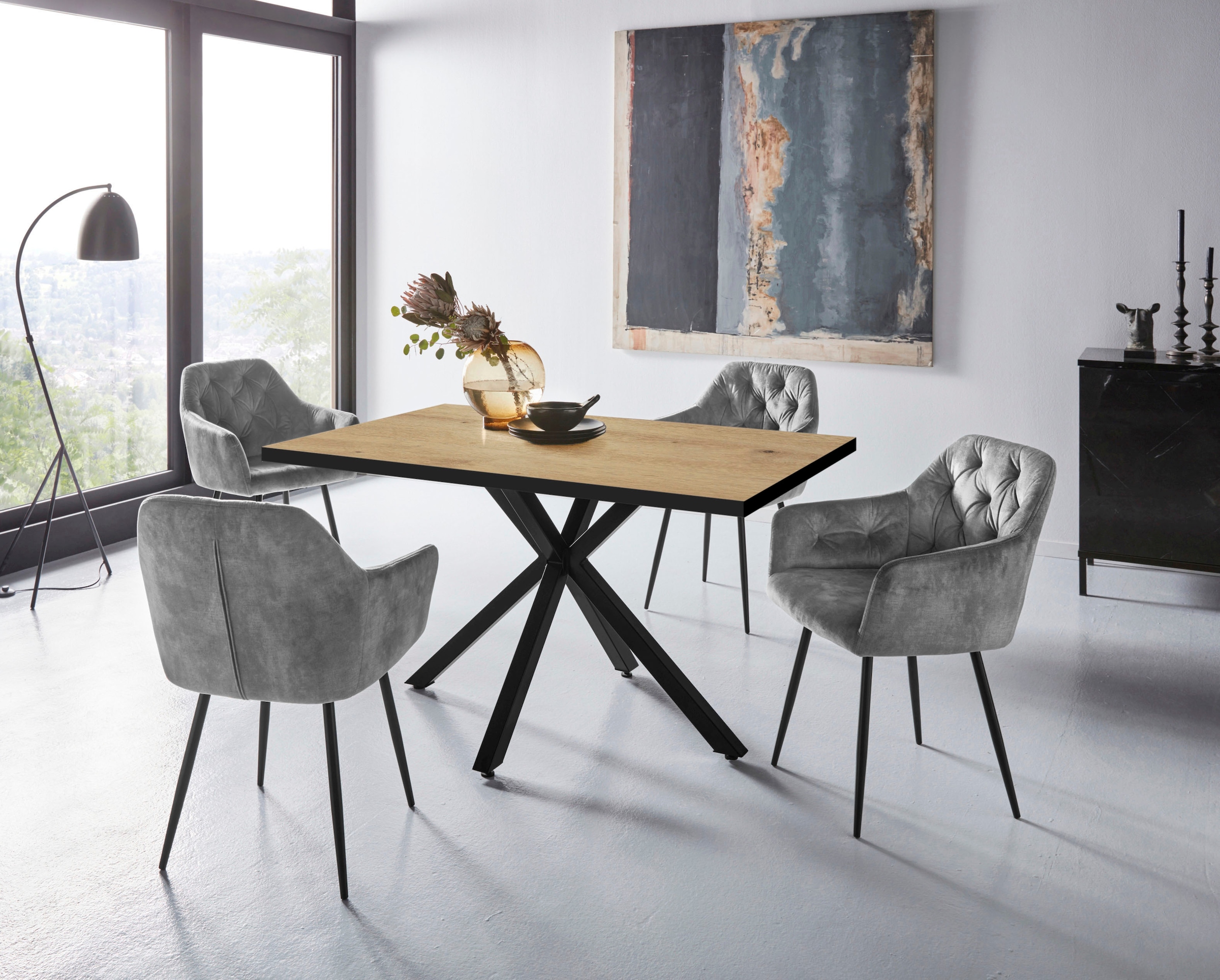 HELA Essgruppe »CLEO Tischgruppe Bestseller«, (Set, 5 tlg., 1 Tisch / 4 Stühle), Schalenstühle Tisch Wohnzimmer Esszimmer