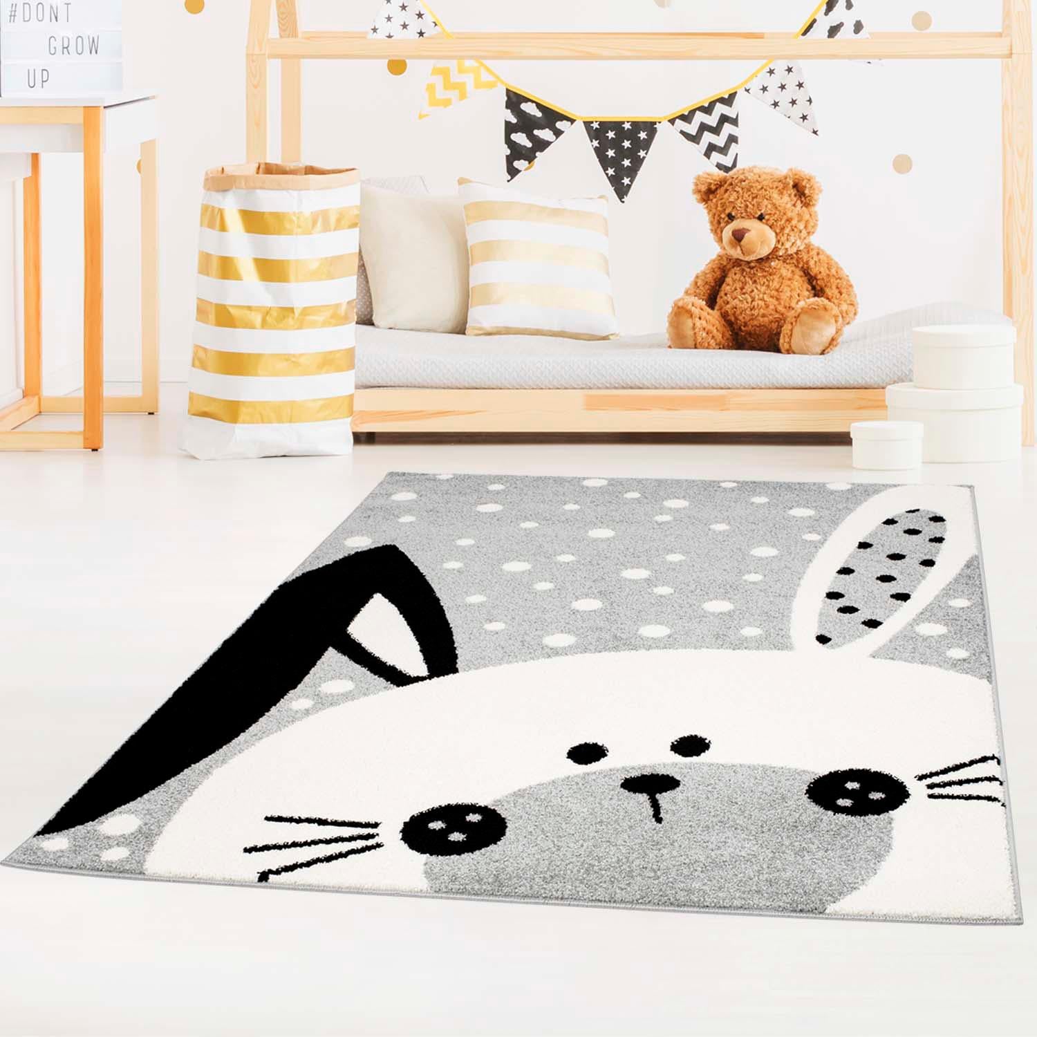 Carpet City Kinderteppich »Bubble Kids 1316«, rechteckig, 11 mm Höhe, Spielteppich, Hase, Weicher Flor, Pflegeleicht, Kinderzimmer