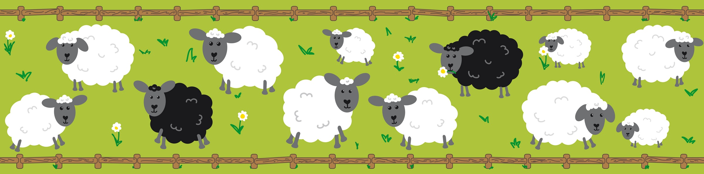 A.S. Création Bordüre "Sheep Family" Motiv abstrakt naturalistisch glatt Papier Wand Schräge Tür Borte Wohnzimmer Schlafzimmer Küche Design