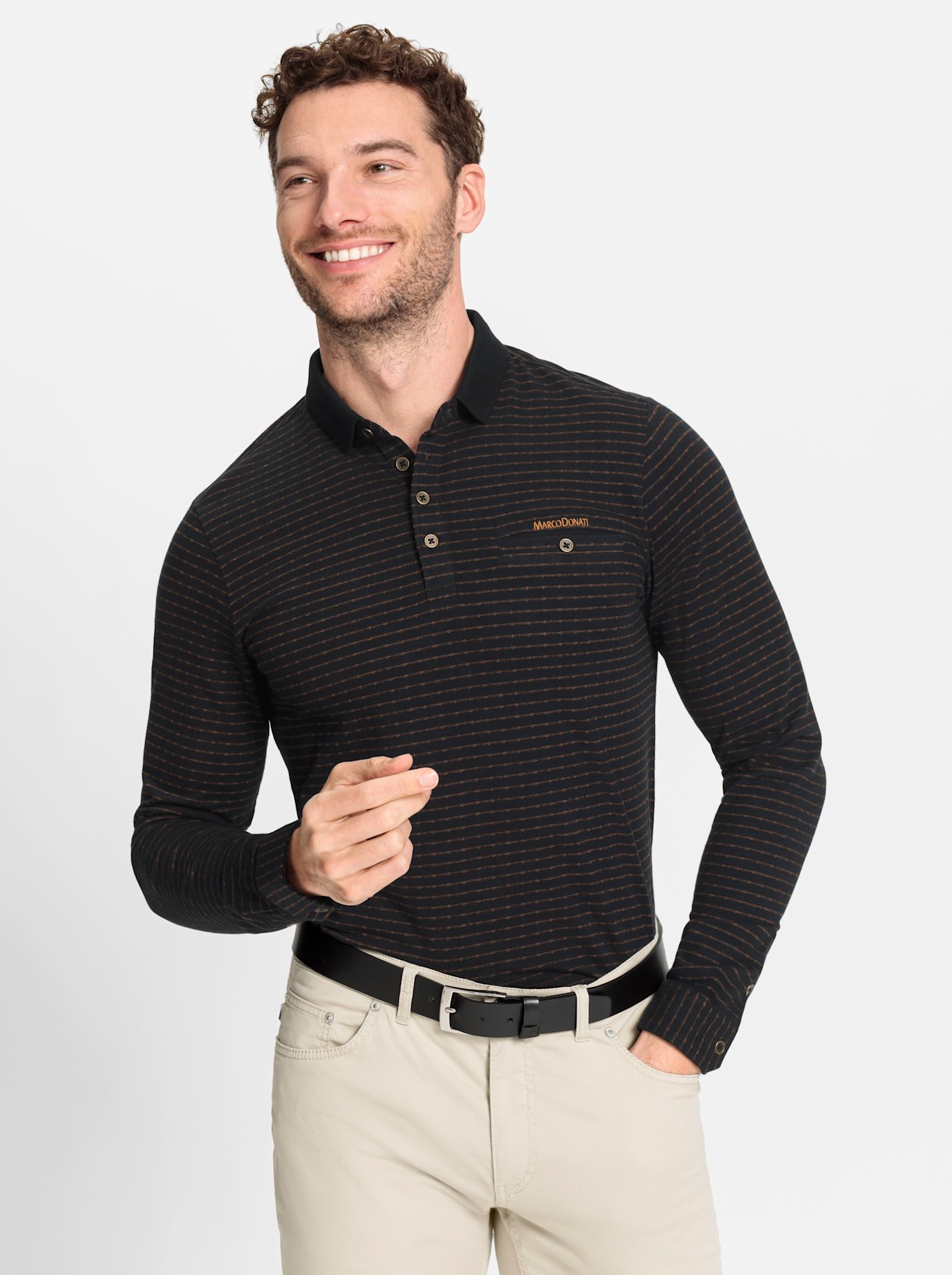 Marco Donati Poloshirt "Langarm-Shirt" 1 Stk. tlg. günstig online kaufen