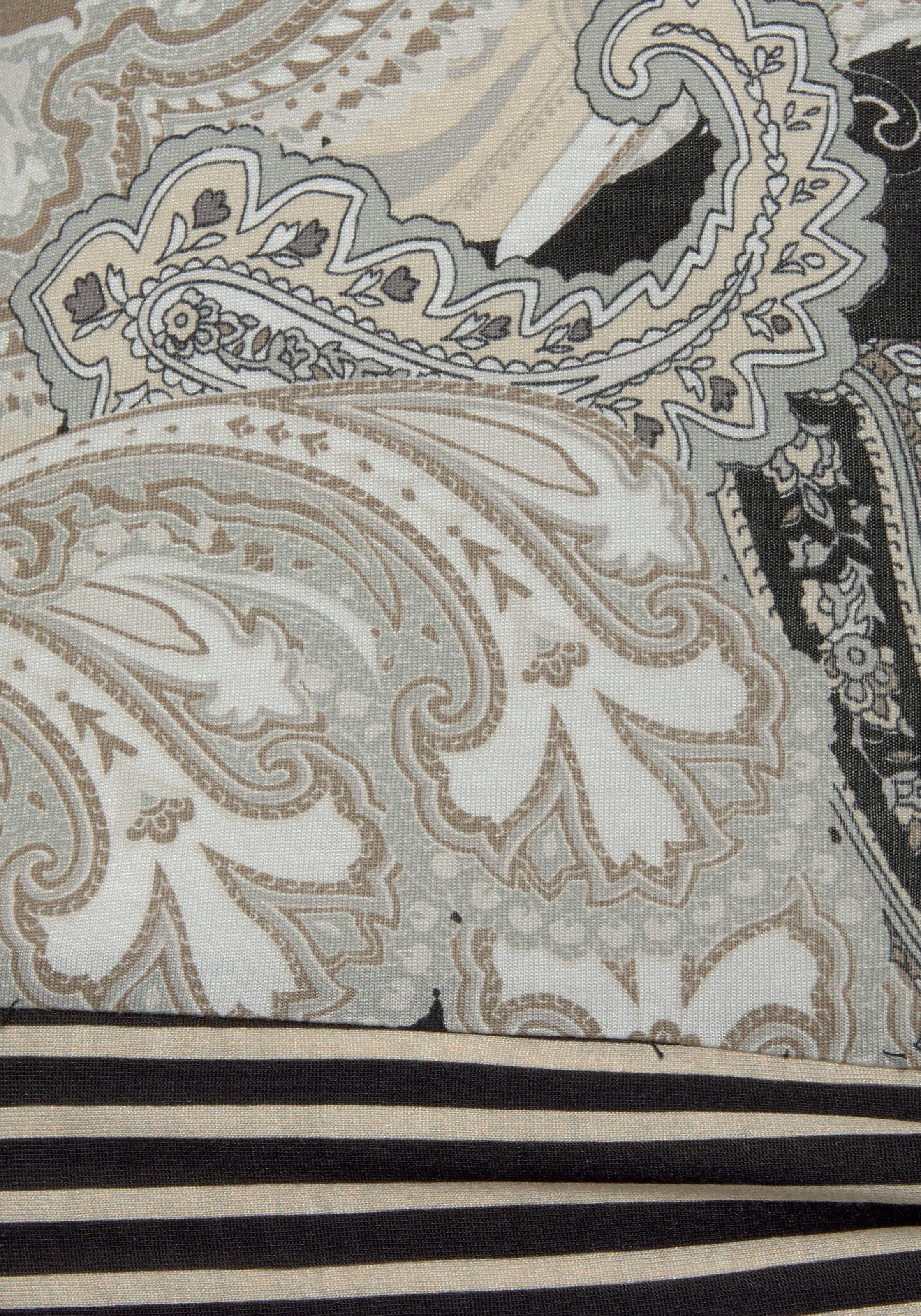 LASCANA Kurzarmshirt, mit Paisleyprint und Schleifendetail, V-Ausschnitt, Blusenshirt