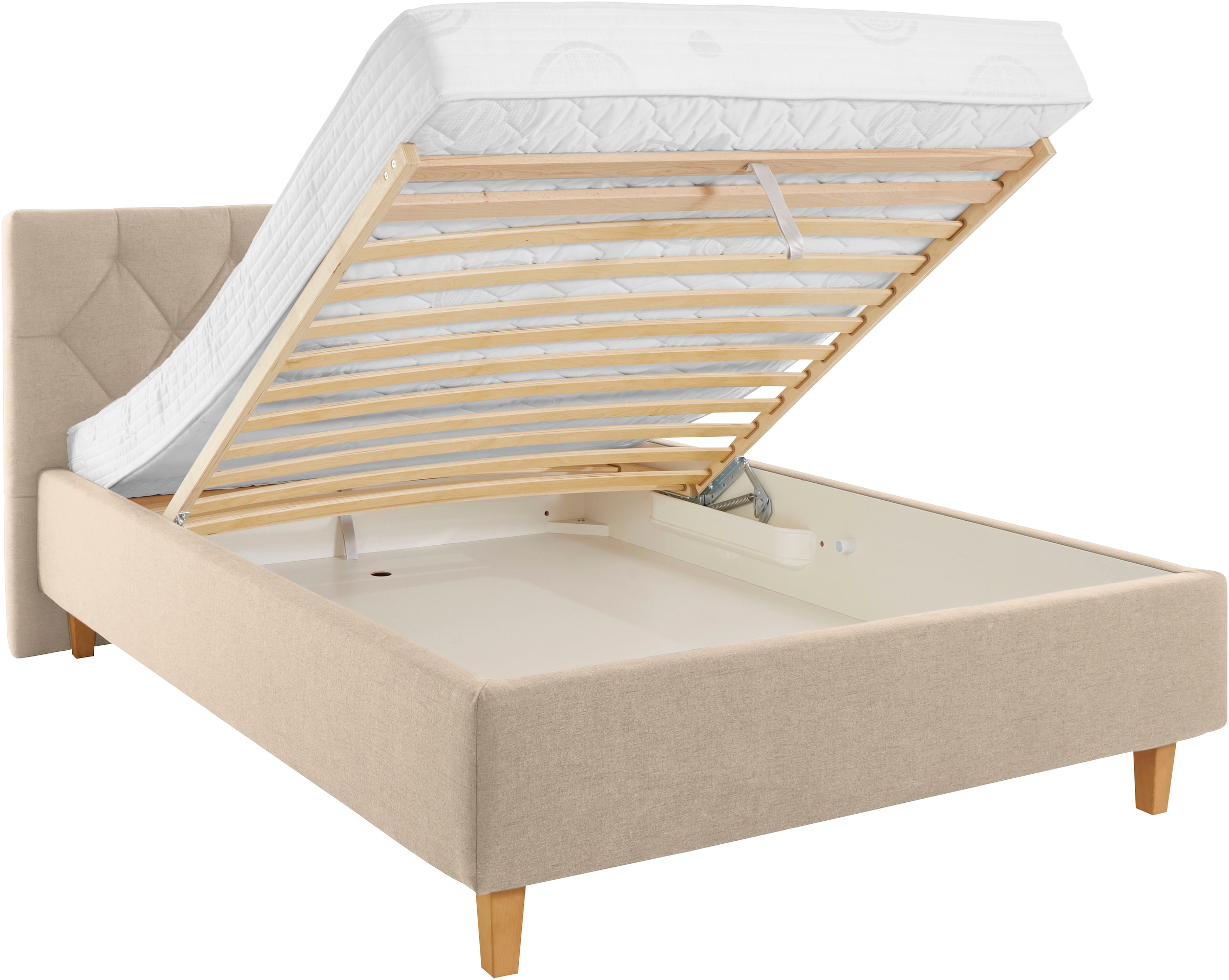 Home affaire Polsterbett »Sunley 100« Kreuzsteppung, Kopfteilhöhe 102 cm, ohne oder mit Matratze/Lattenrost