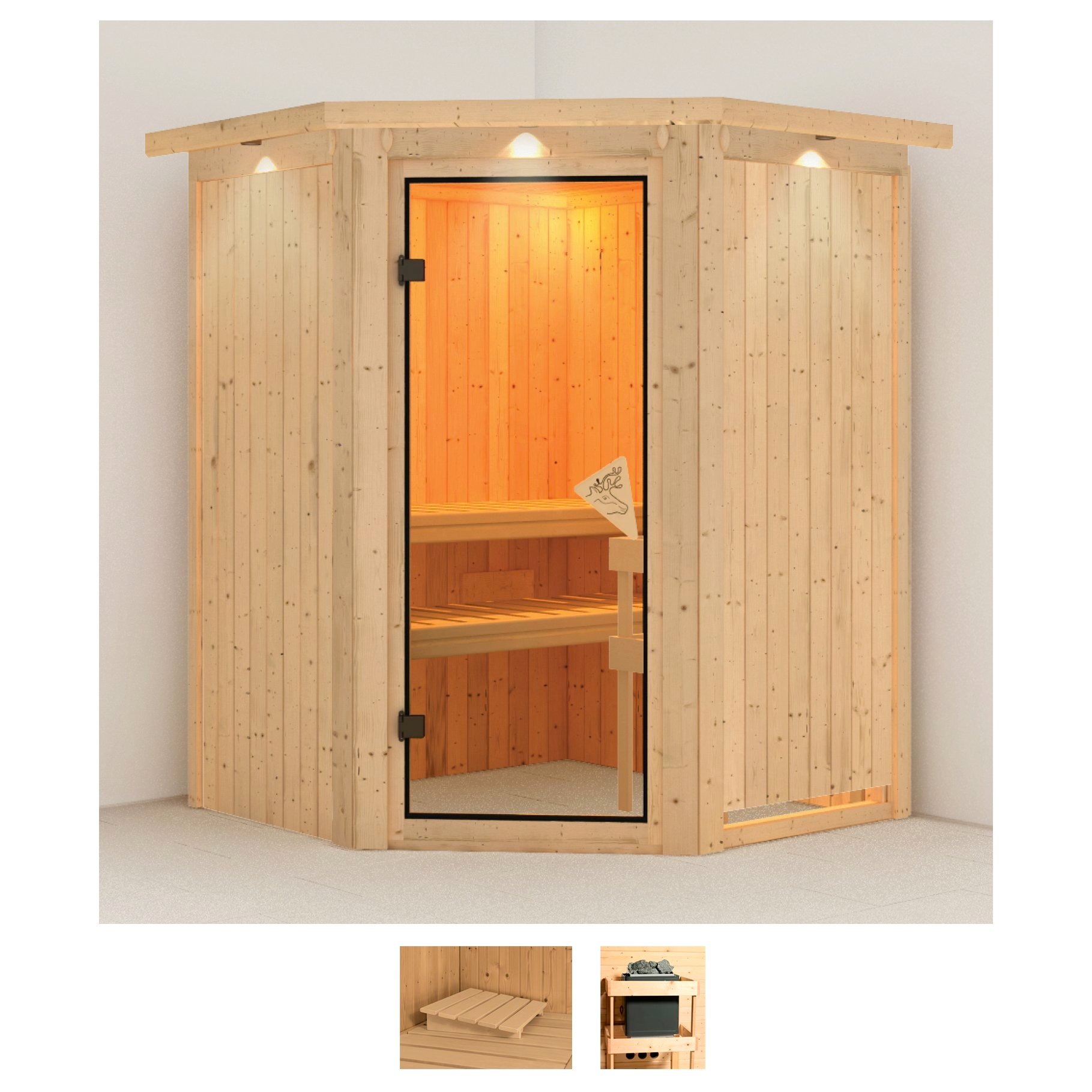KARIBU Sauna "Nanna", ohne Ofen, (ohne Ofen), beige, Saunen, ohne Ofen