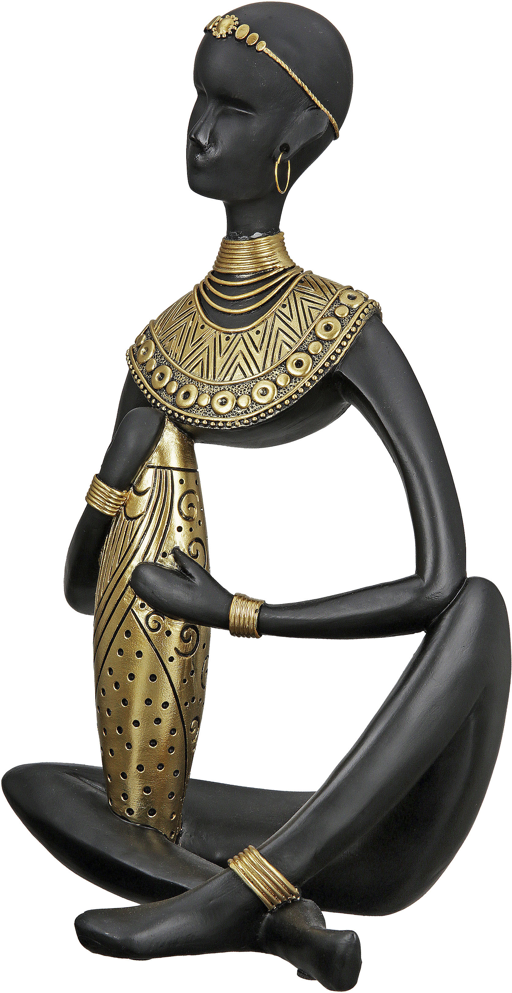 GILDE Afrikafigur "Figur Amari" Orientalisches Design in Schwarz-Gold, Skulptur