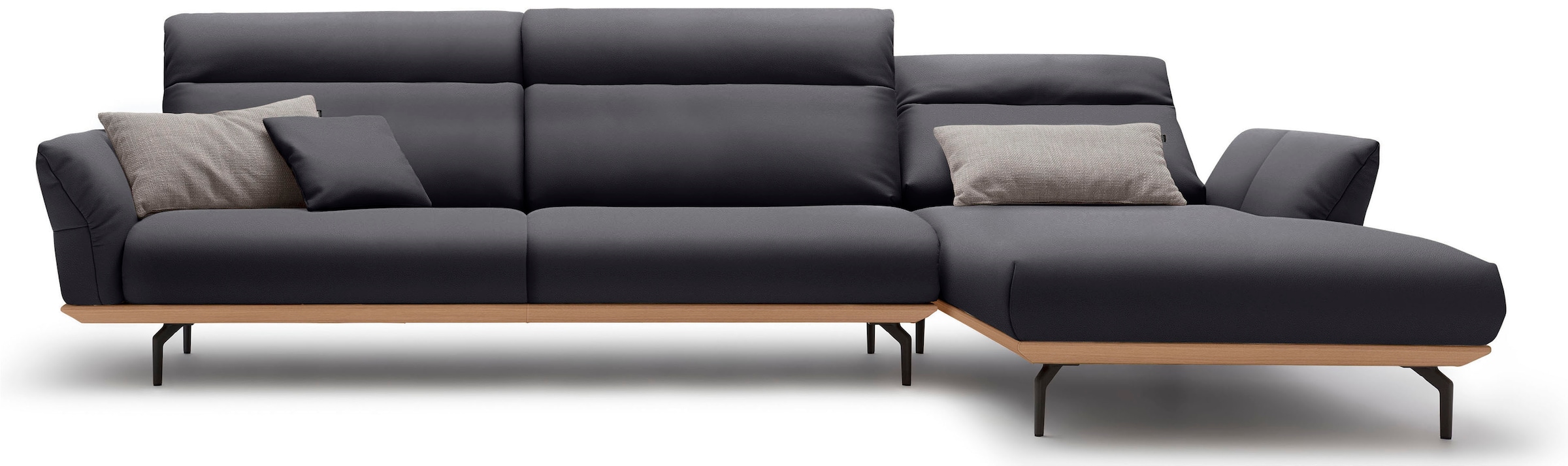 Creation BY ROLF BENZ Ecksofa »CR.460«, Sockel in Eiche, Winkelfüße in Umbragrau, Breite 338 cm