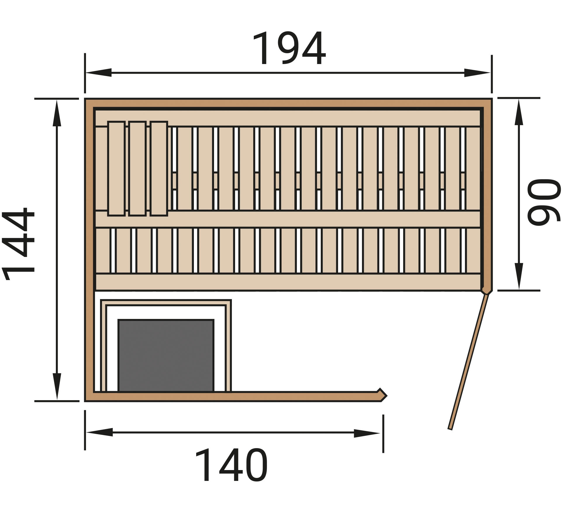 weka Sauna »Element-Ecksauna VARBERG 1«, vorgefertigte Elemente, moderne Ganzglastür