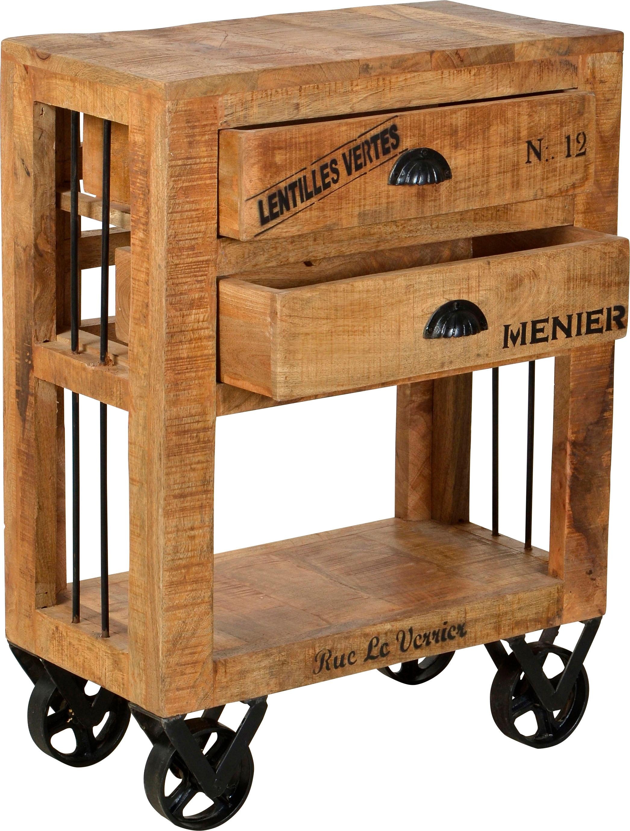 SIT Küchenwagen "Montepulciano aus Mangoholz mit Rollen & Stauraum" Flexibel beweglich dank 4 Metallrollen und offenem Fach