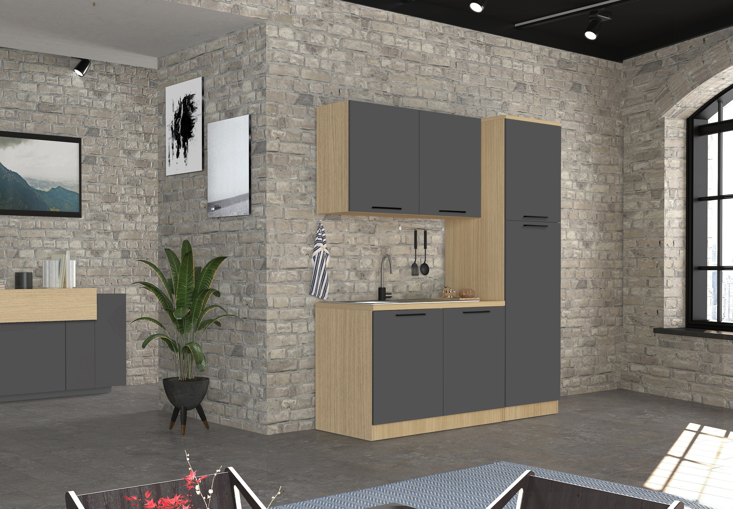 KOCHSTATION Vorratsschrank »Luna, Hochschrank, Küchenvorratsschrank, Speiseschrank, Made in Italy« B/T/H: 60×60×214,5 cm, mit 6 großzügigen Fächern