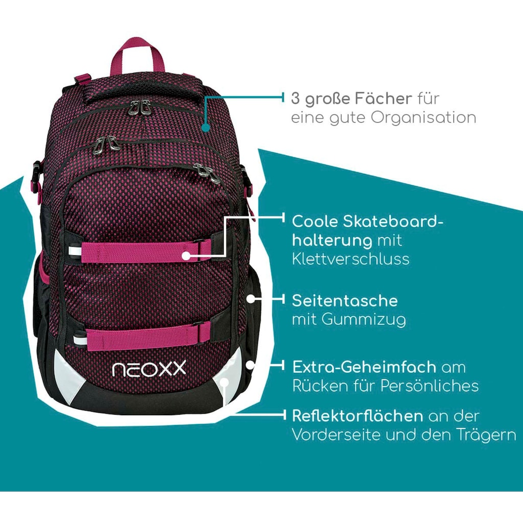 neoxx Schulrucksack »Active, Crazy in Mesh«, reflektierende Details