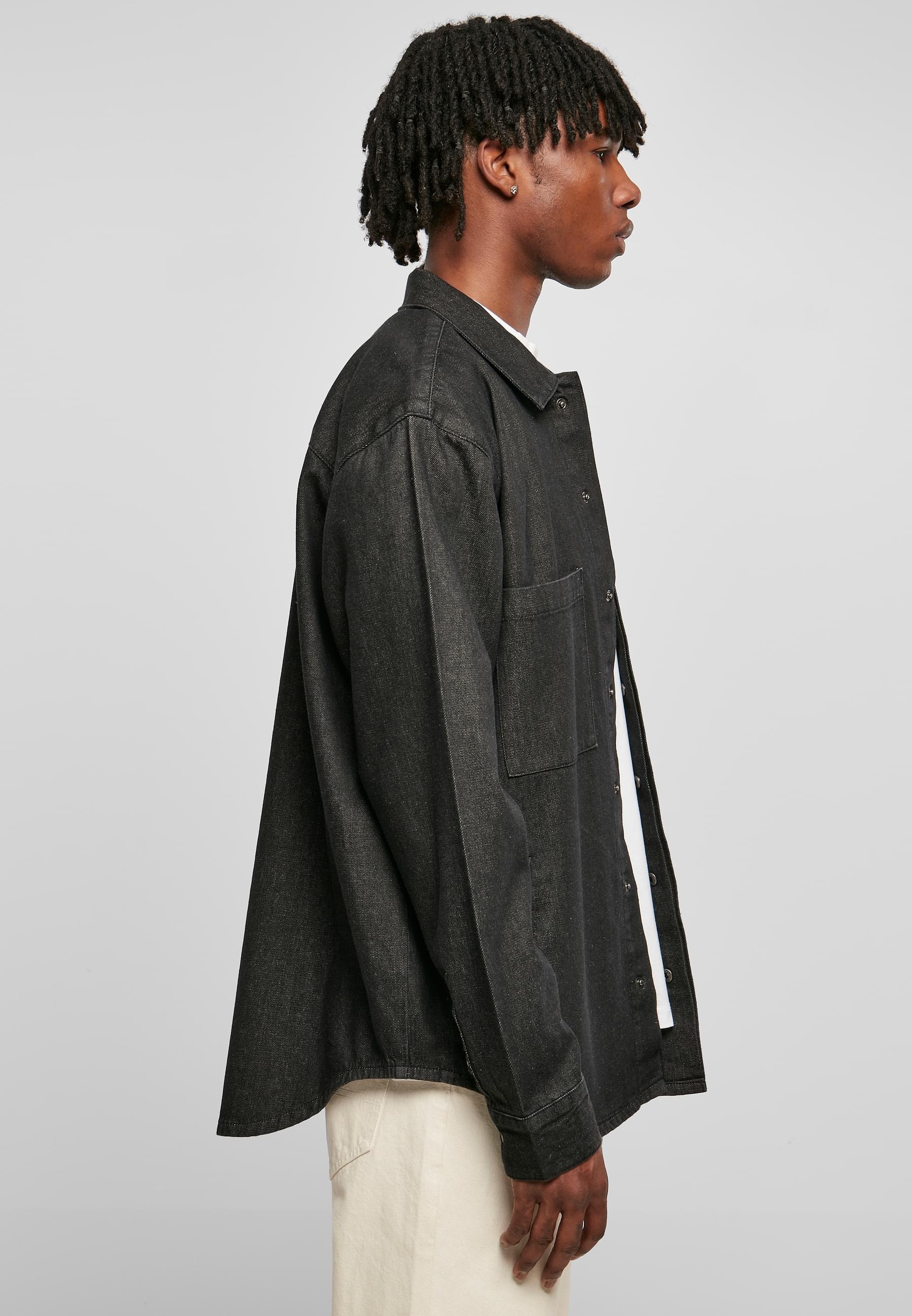 URBAN CLASSICS Langarmhemd »Urban Classics Herren Oversized Denim Pocket Shirt«, (1 tlg.)