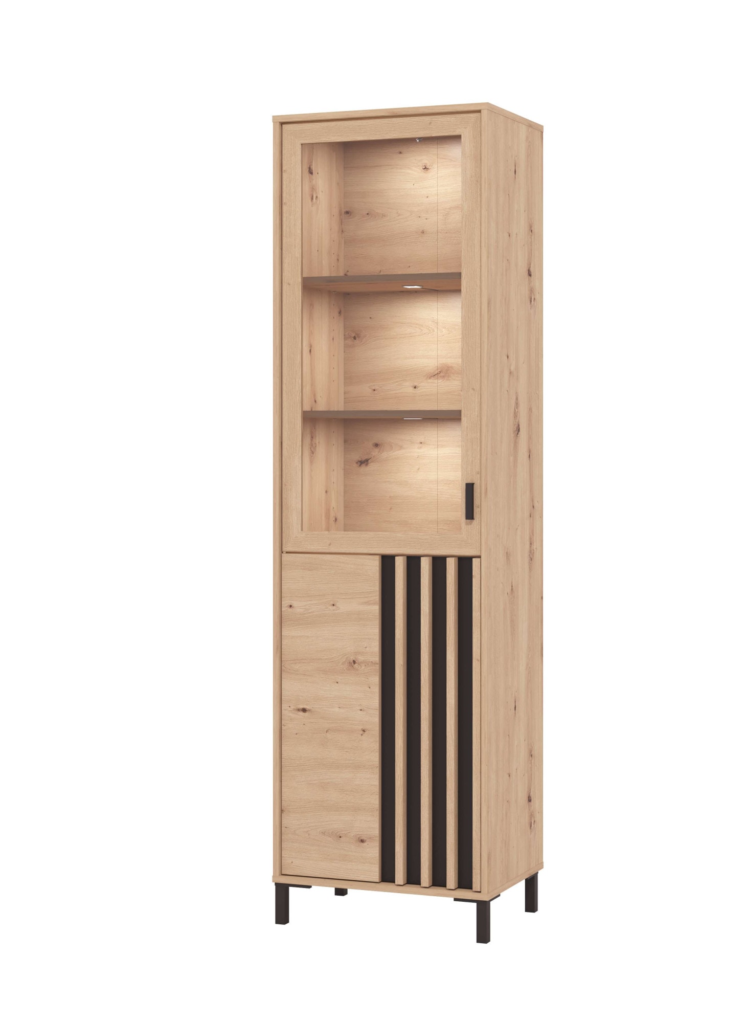 Home affaire Vitrine »LAVAL Vitrinenschrank, Glasschrank, Standvitrine, Highboard/Sideboard« Türen, 4 Einlegeböden, 5 Fächer, Gesamtmaße (B/T/H): 54,5/40/192,5 cm