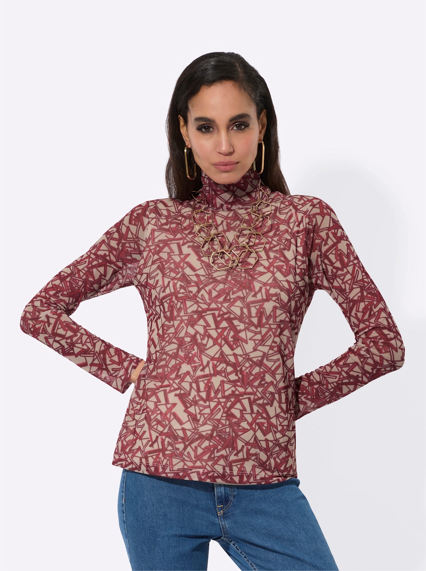 creation L Langarmshirt "Stehkragen-Shirt", 1 Stk. günstig online kaufen