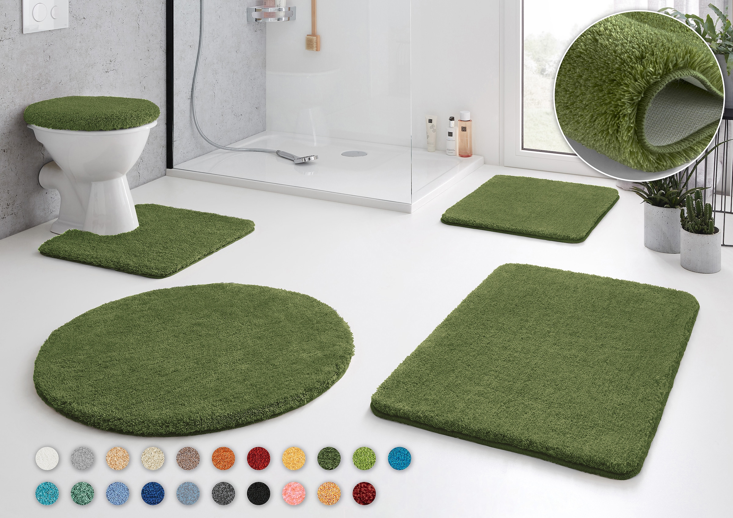 Kleine Wolke Badematte "RELAX, Badvorleger, Badezimmer Teppich" Höhe 30 mm rutschhemmend beschichtet fußbodenheizungsgeeignet Badteppich, meliert, rechteckig, rund & als Set erhältlich