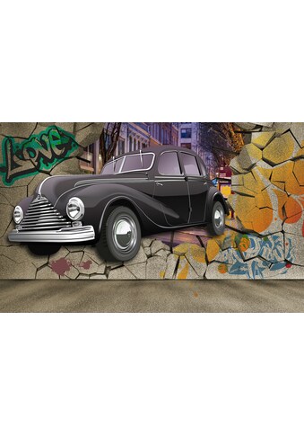 Papermoon Fototapetas »Auto durch Mauer«