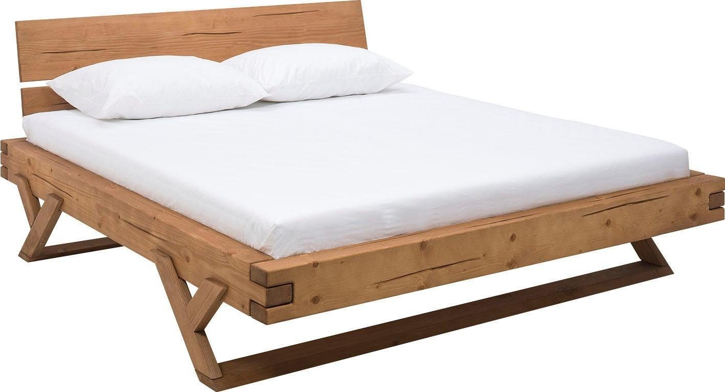 Thumbnail - SalesFever Massivholzbett "Eik: Elegantes Bett aus Massivholz" Tradition trifft Moderne: Unikates Balkenbett mit Y-Füßen