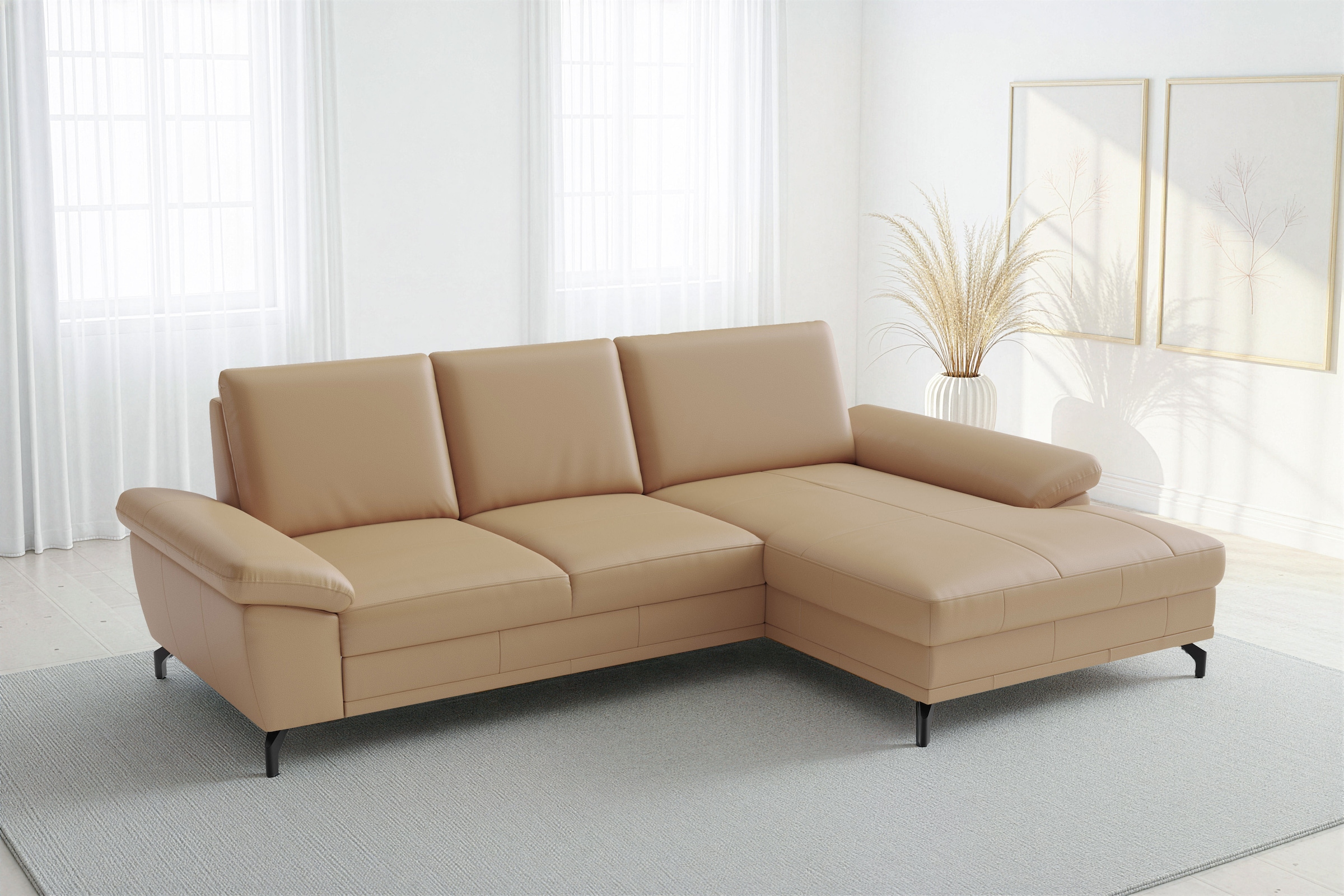 sit&more Ecksofa "Chelsea L-Form, B: 264 cm, Leder, inkl. Sitztiefen-&Armteilverstellung" optional mit Schlaffunktion und Bettkasten