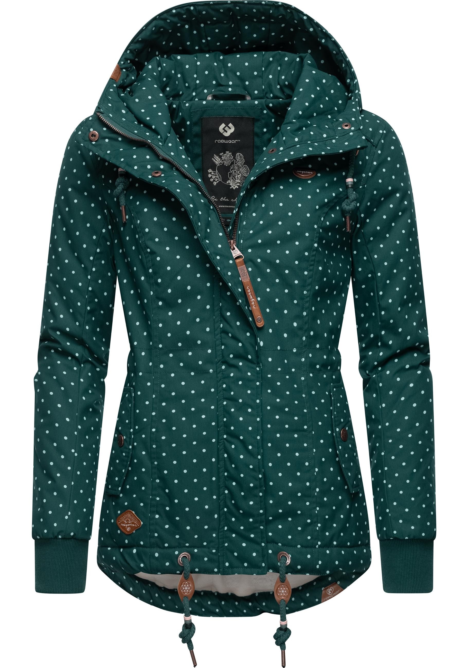 Ragwear Winterjacke Kapuze, stylische »Danka mit für Winter Outdoorjacke Intl.«, | Dots bestellen mit Kapuze BAUR