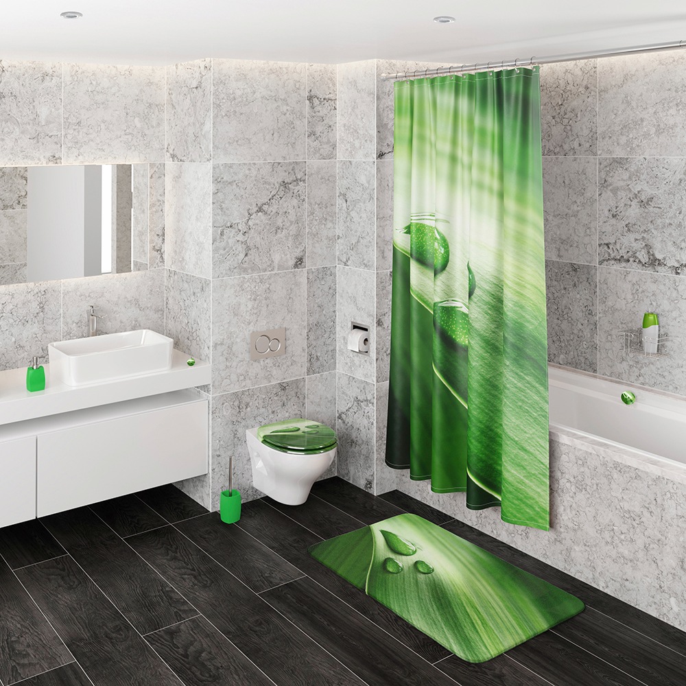 Sanilo Badaccessoire-Set "Green Leaf" bestehend aus WC-Sitz, Badteppich und günstig online kaufen